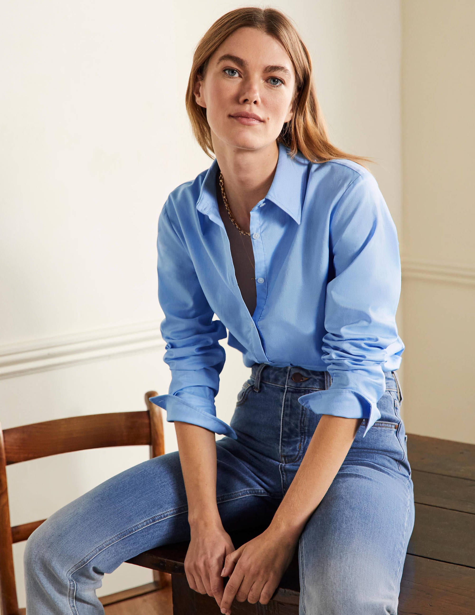 Relaxed Cotton Shirt-Blue Oxford - Image 1