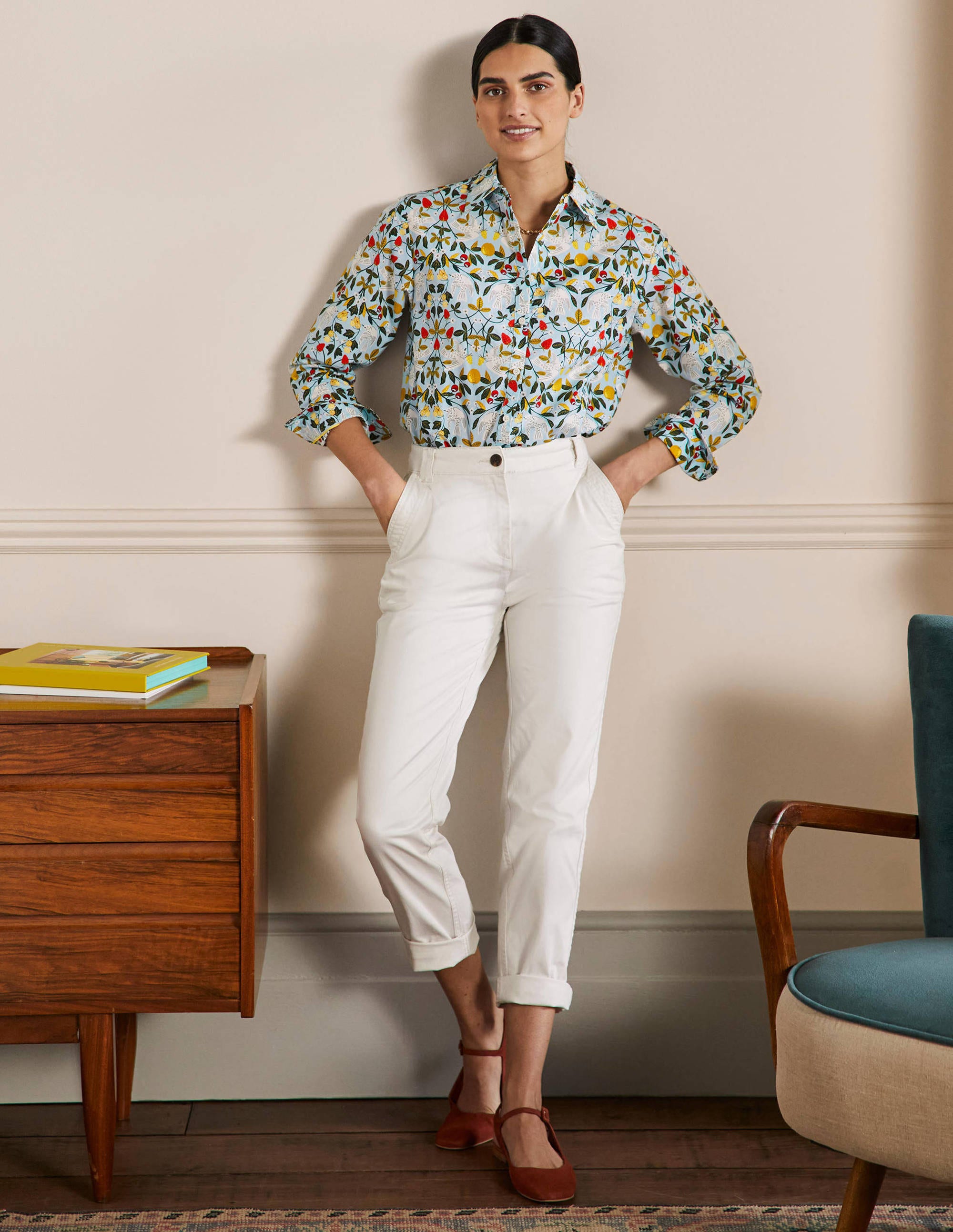 Relaxed Cotton Shirt-Surf, Bird Paradise - Image 1