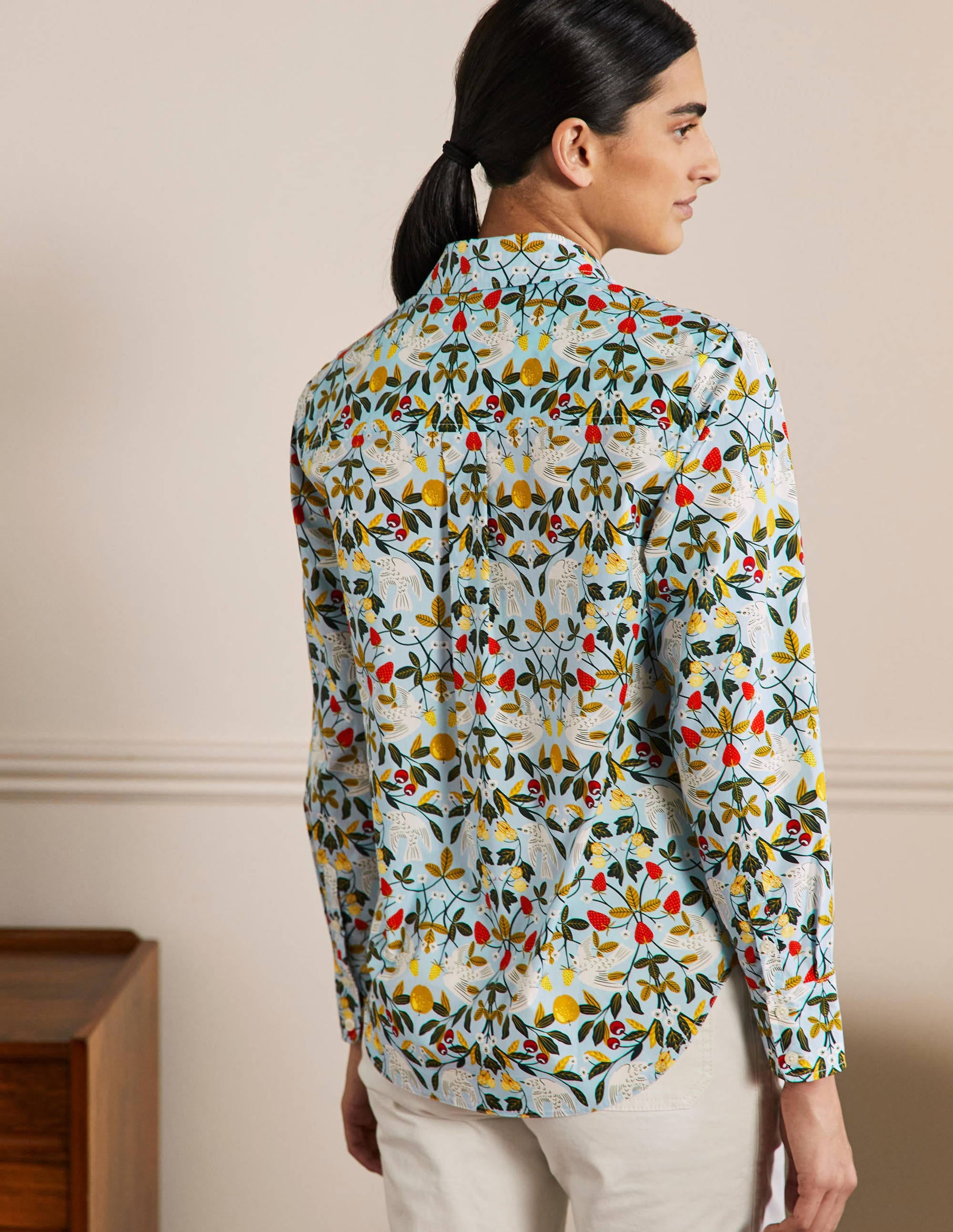 Relaxed Cotton Shirt-Surf, Bird Paradise - Image 3
