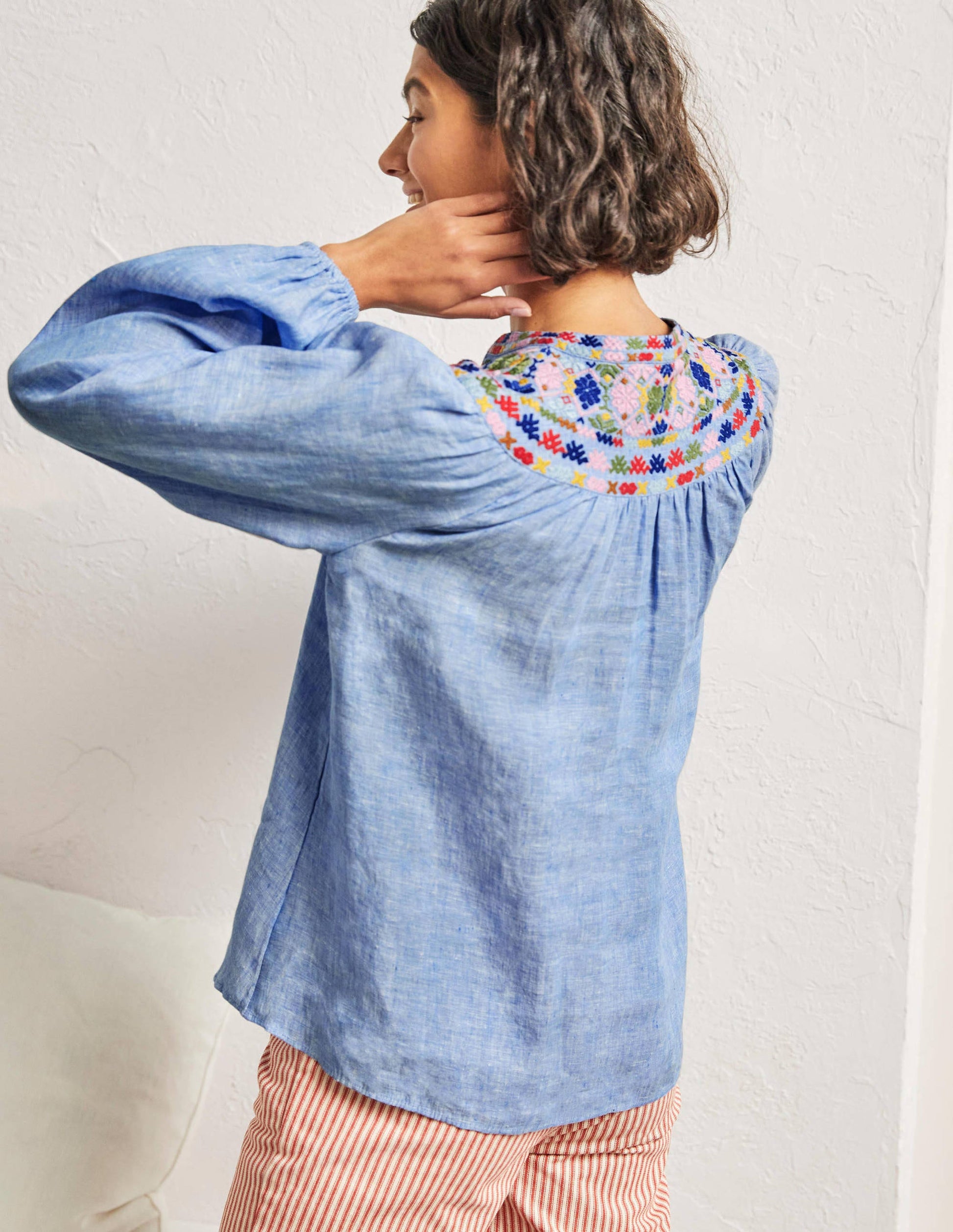 Embroidered Top-Chambray-3