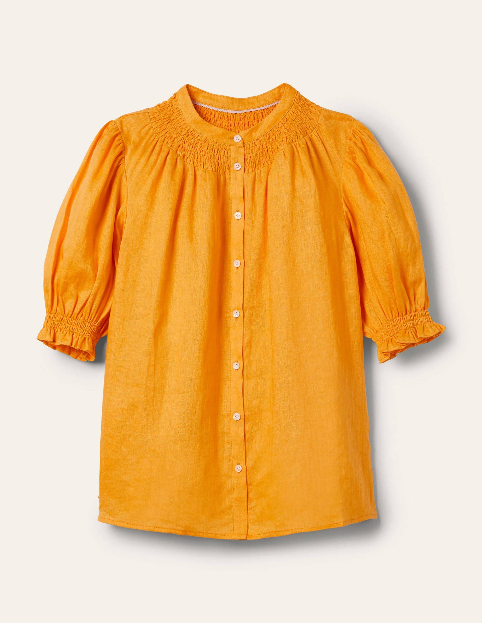 Smocked Short Sleeve Blouse-Zinnia Yellow-5