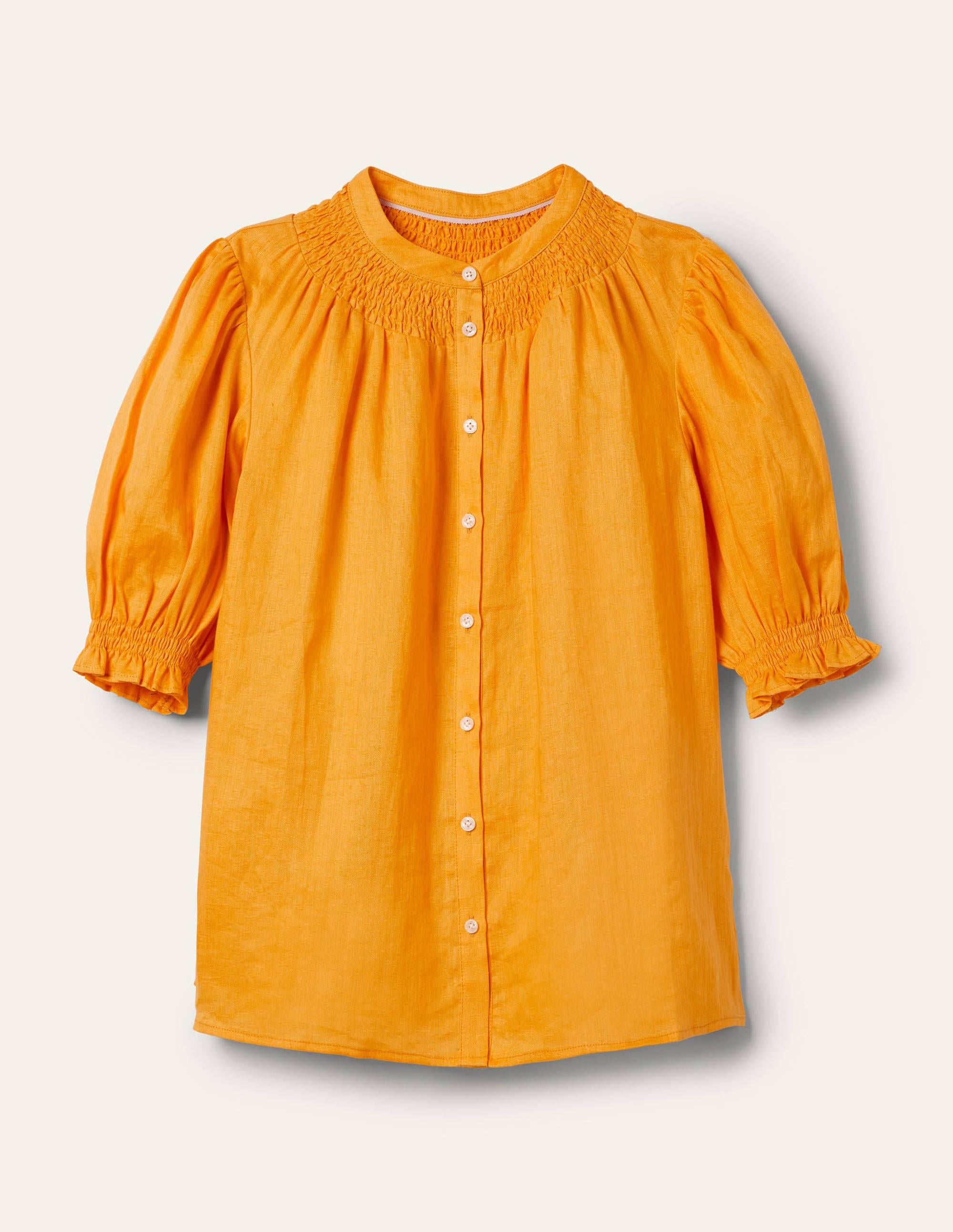 Smocked Short Sleeve Blouse-Zinnia Yellow - Image 5