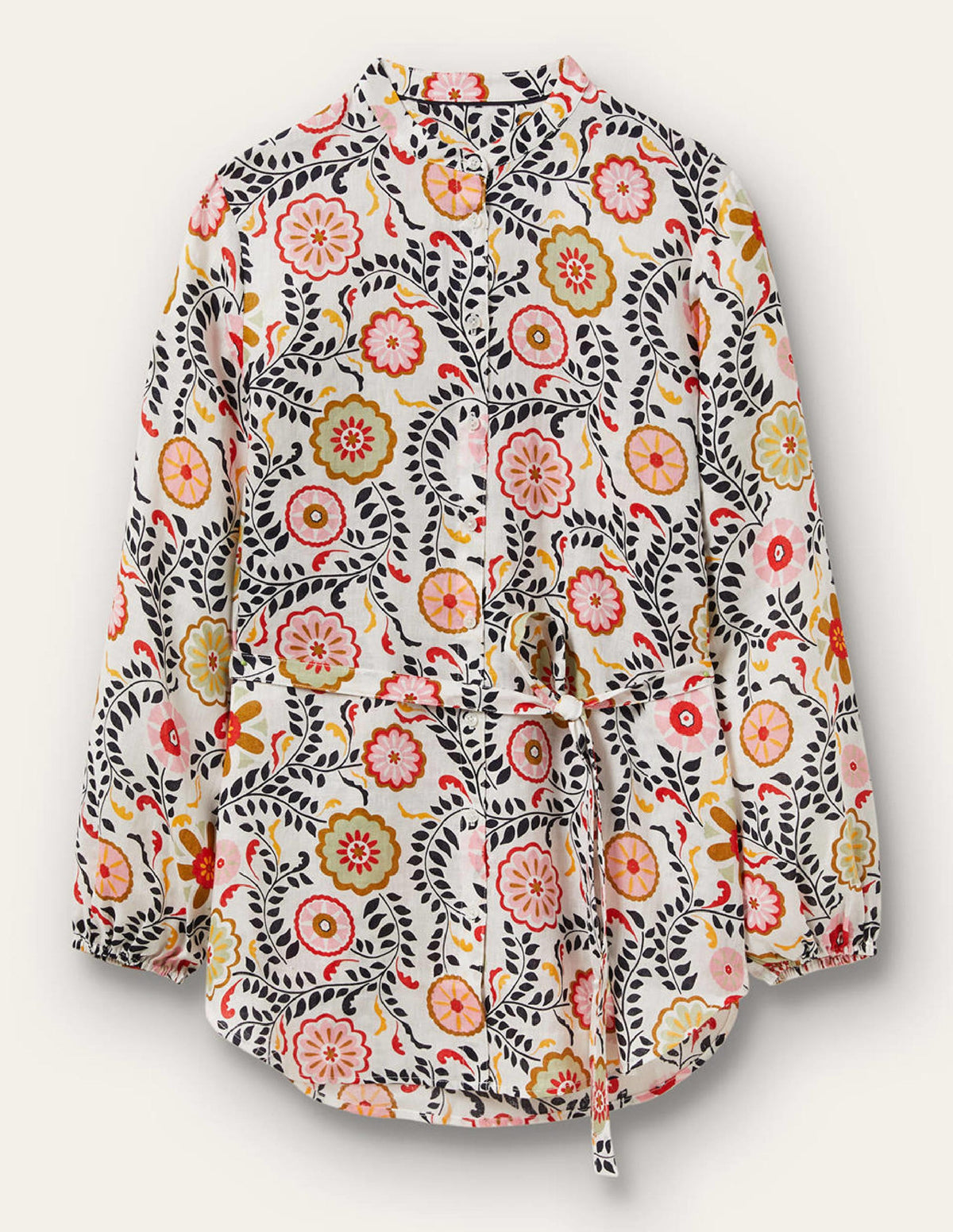 Rosie Linen Shirt-Ivory, Opulent Garden-5