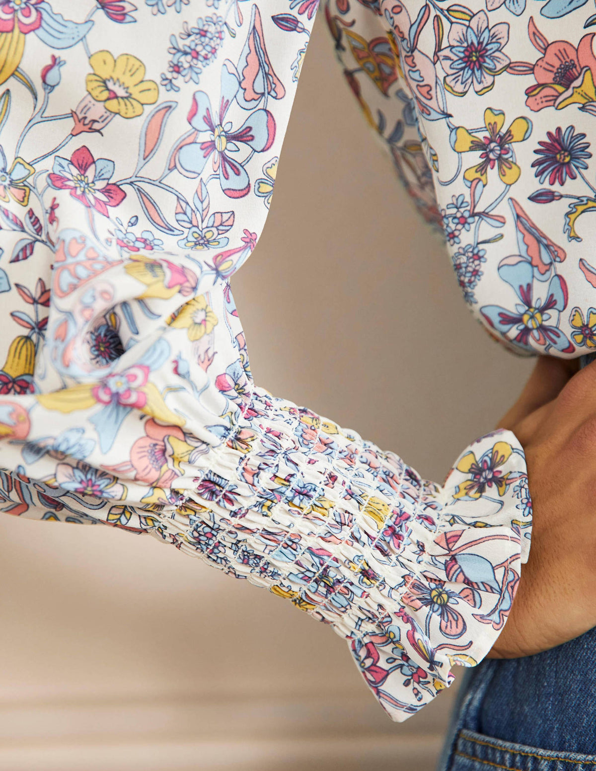 Dominique Silk Shirt-Ivory, Tropic Florals - Image 2