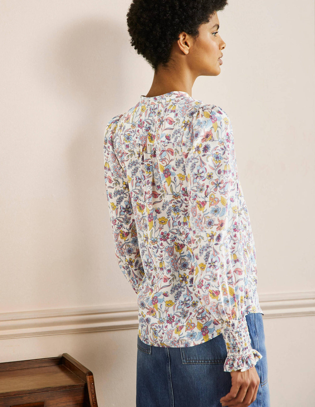 Dominique Silk Shirt-Ivory, Tropic Florals - Image 3