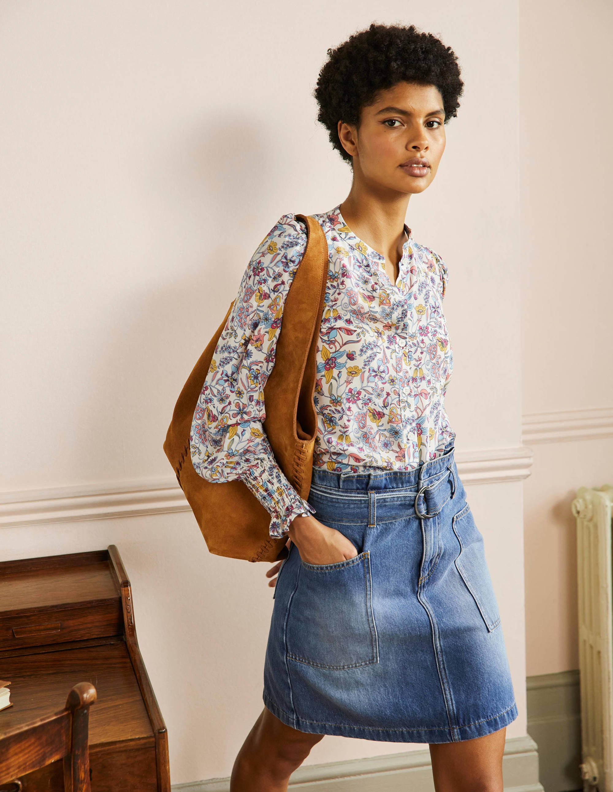 Dominique Silk Shirt-Ivory, Tropic Florals - Image 4