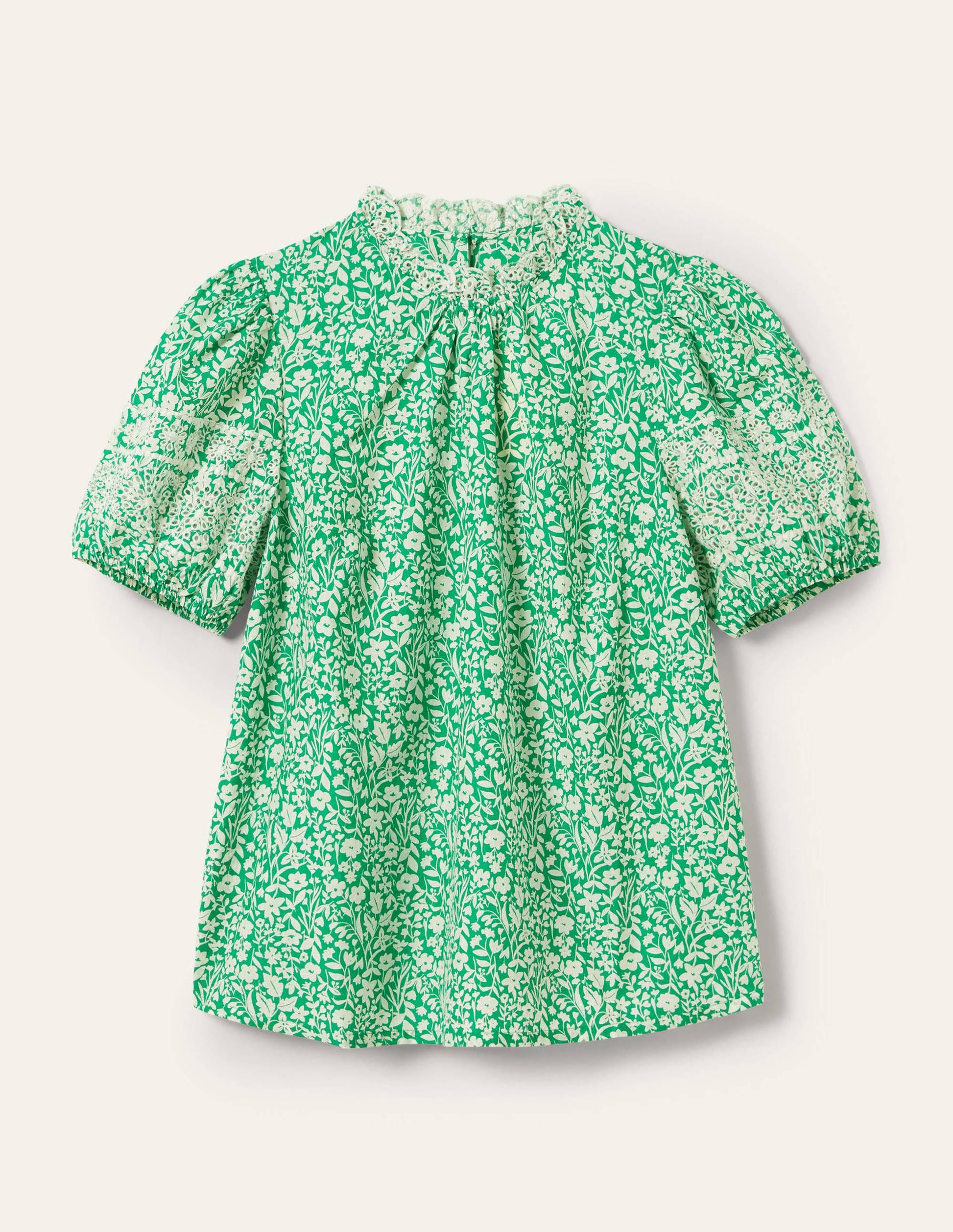 Printed Broderie Top-Rich Emerald, Wildflower-5