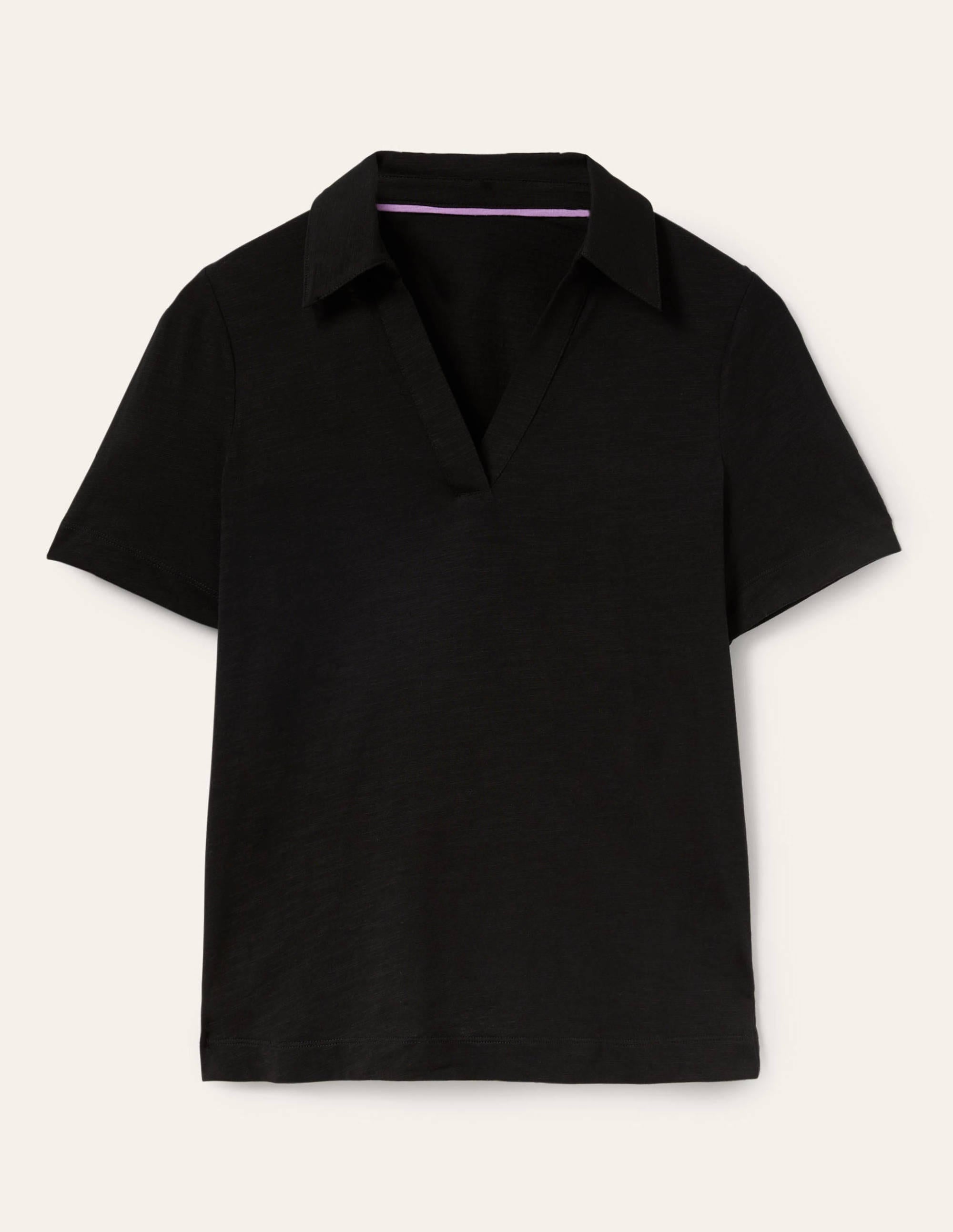 Cotton Polo Top-Black - Image 5