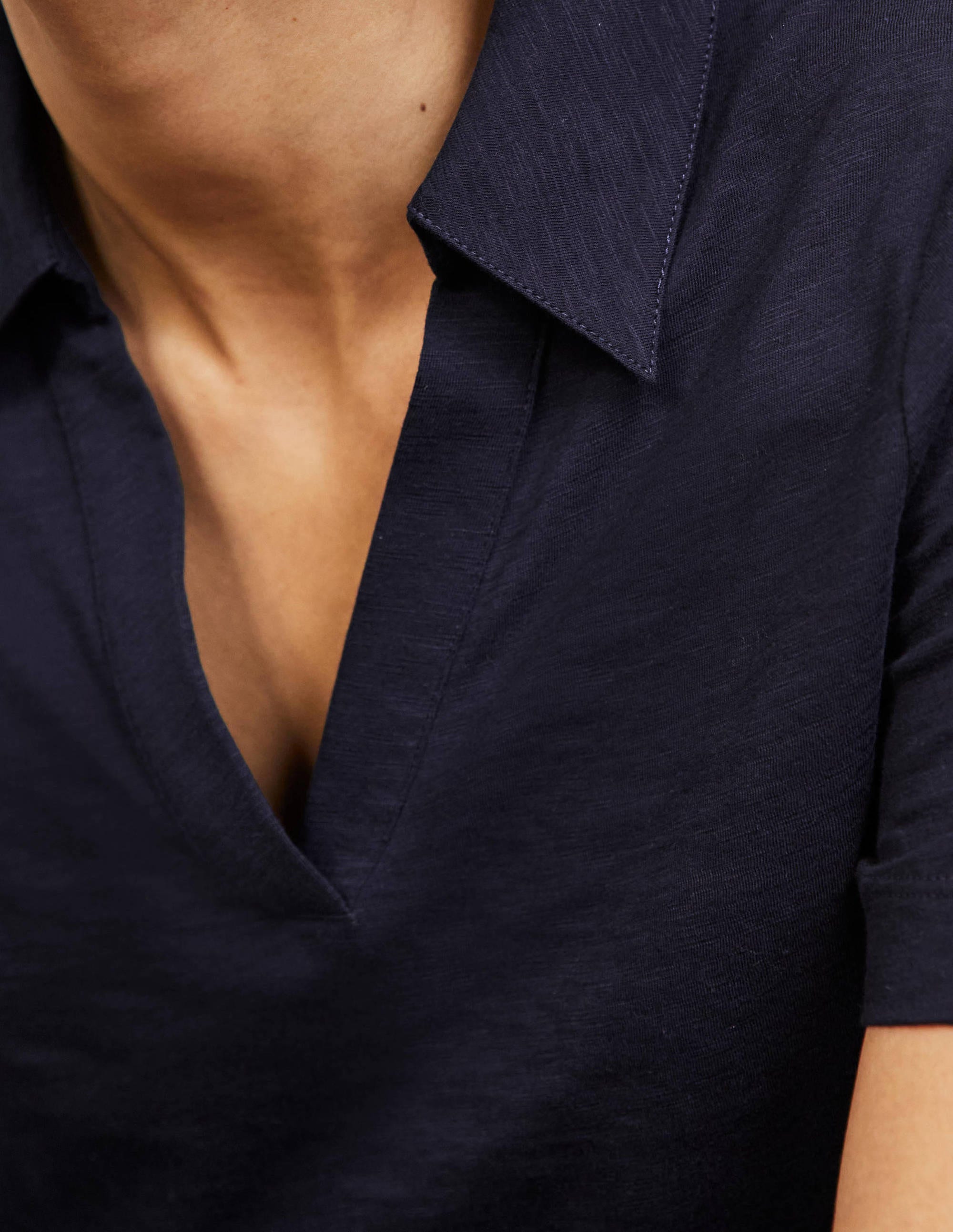 Cotton Polo Top-Navy - Image 2