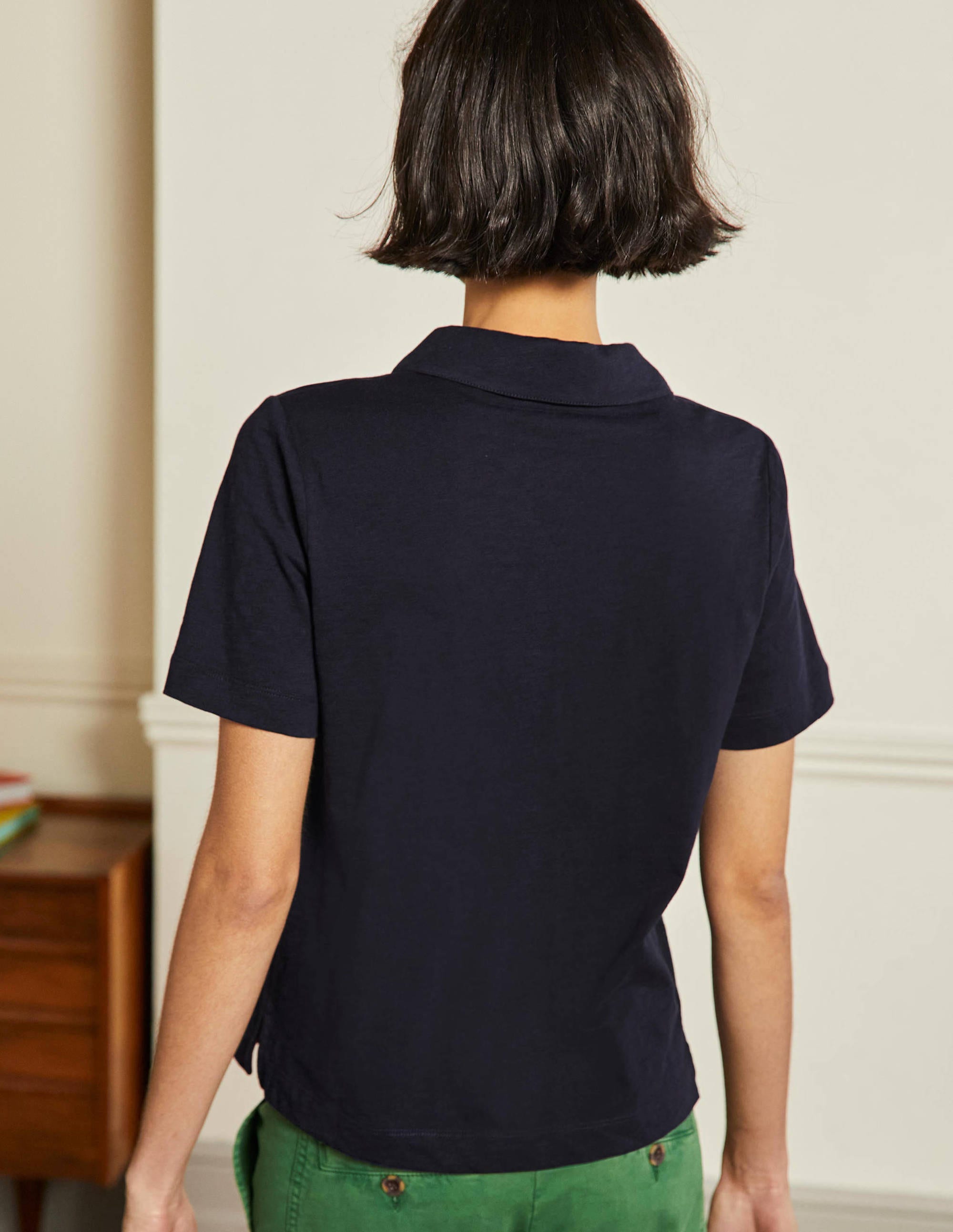 Cotton Polo Top-Navy - Image 3