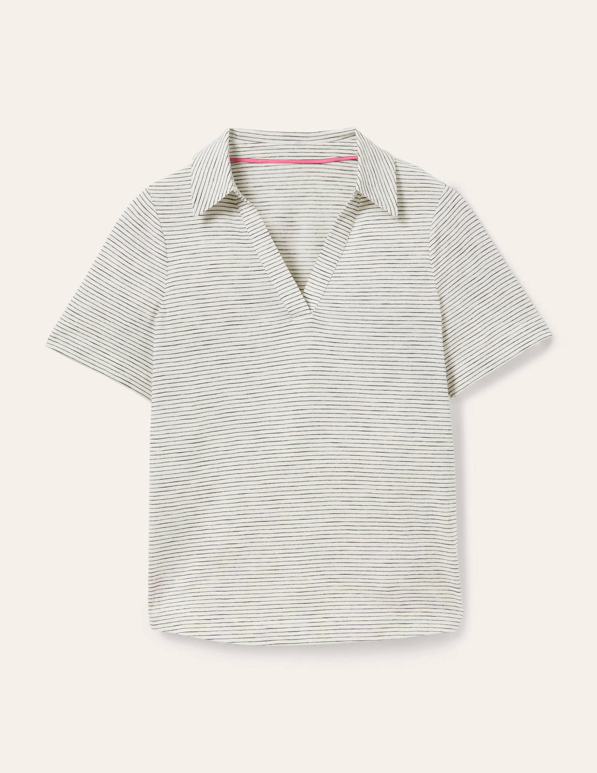 Cotton Polo Top-Ivory / Navy Stripe - Image 5