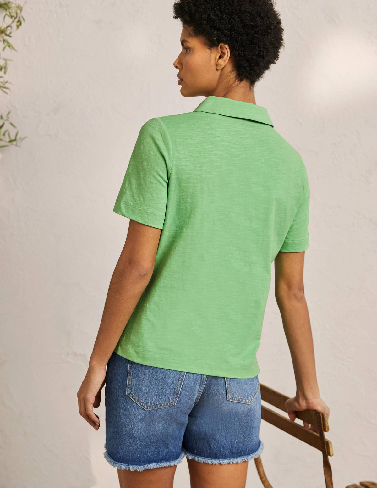 Cotton Polo Top-Zephyr Green - Image 3