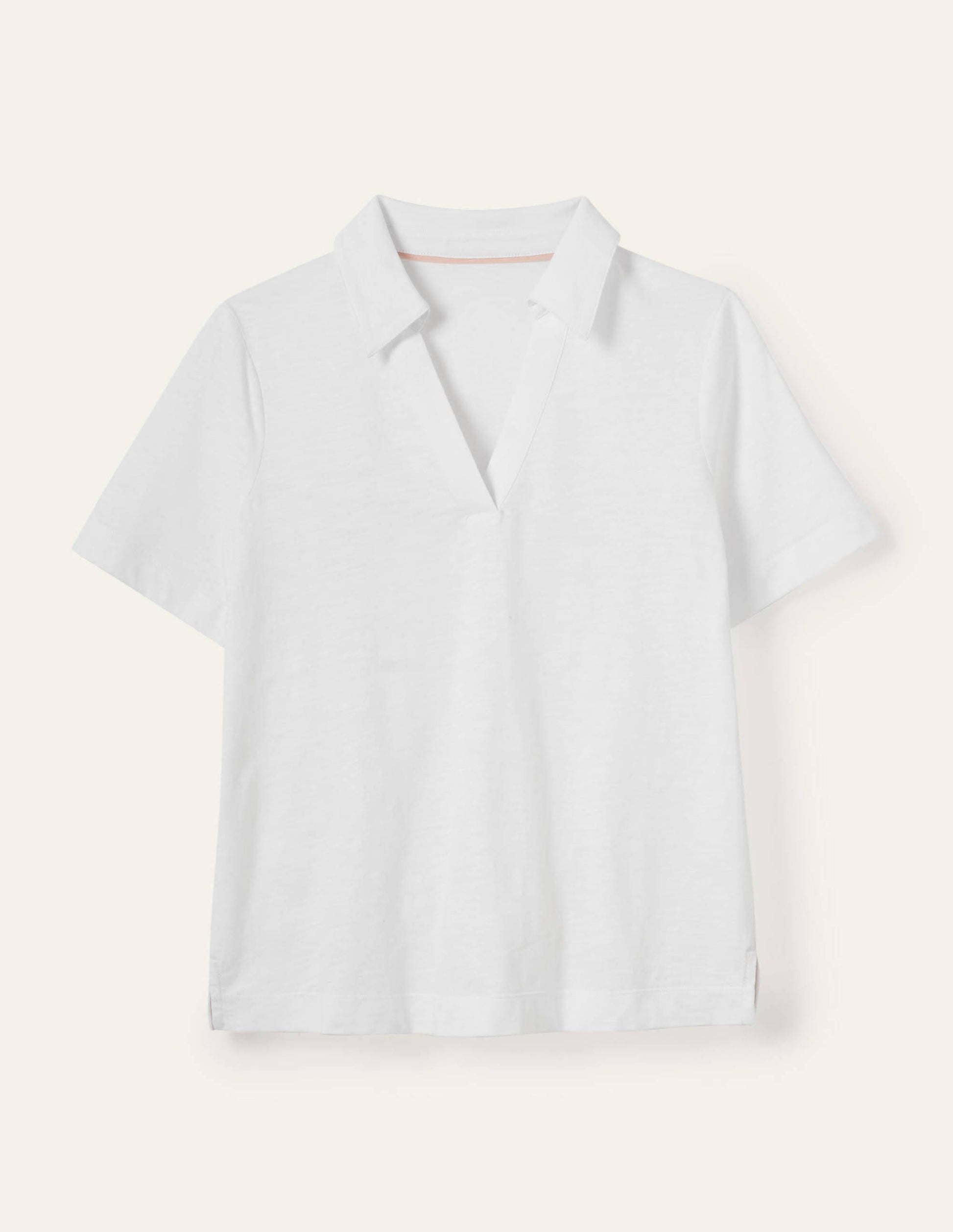 Cotton Polo Top-White-5