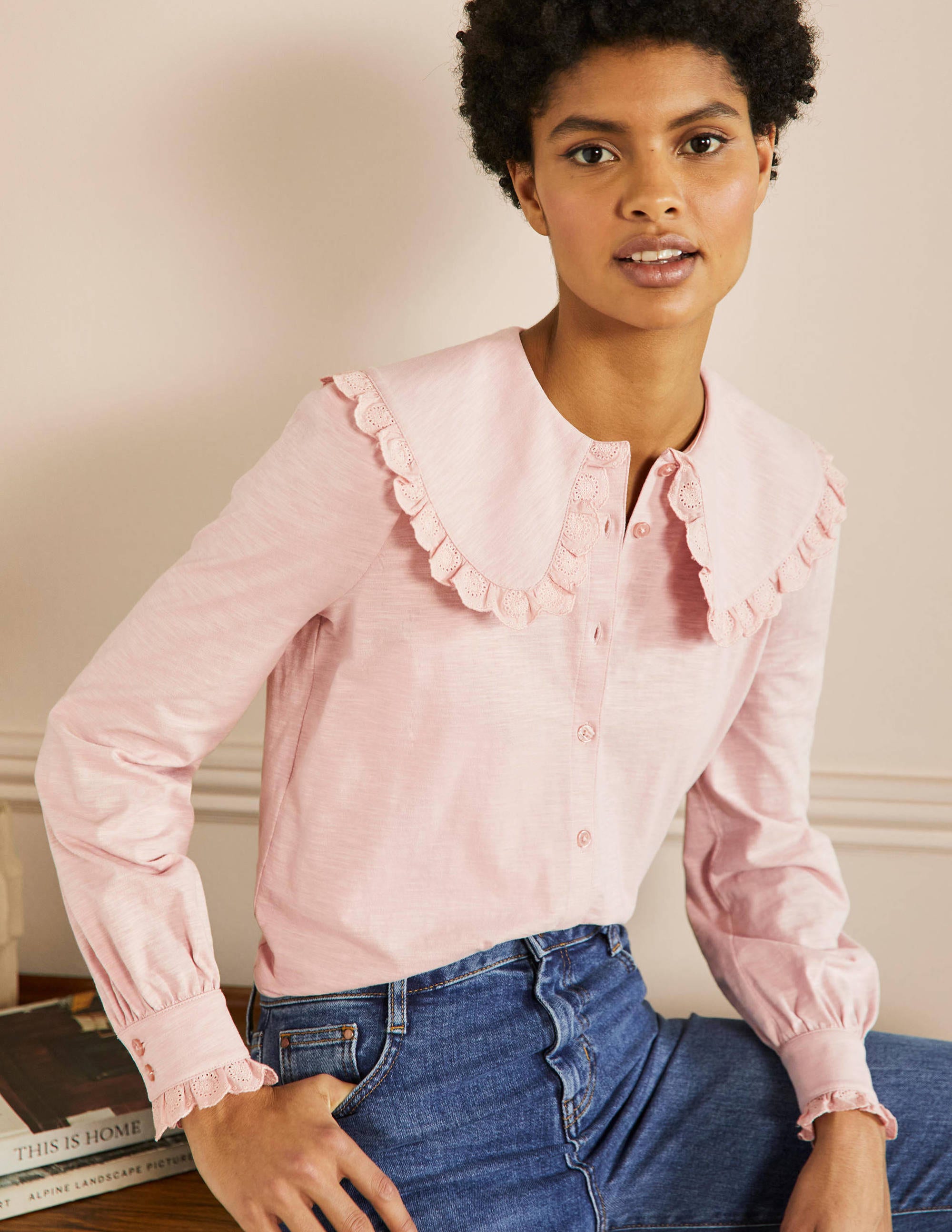 Collared Jersey Shirt-Milkshake - Image 1