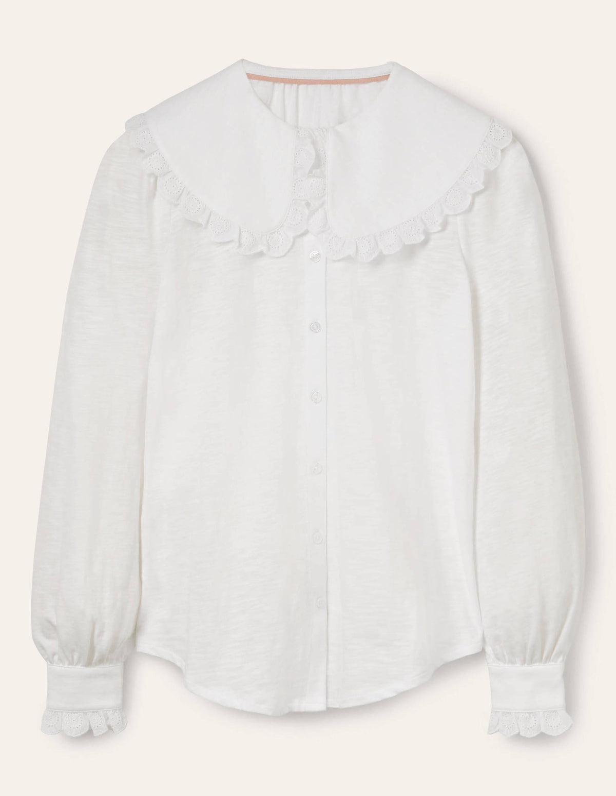 Collared Jersey Shirt-White - Image 6