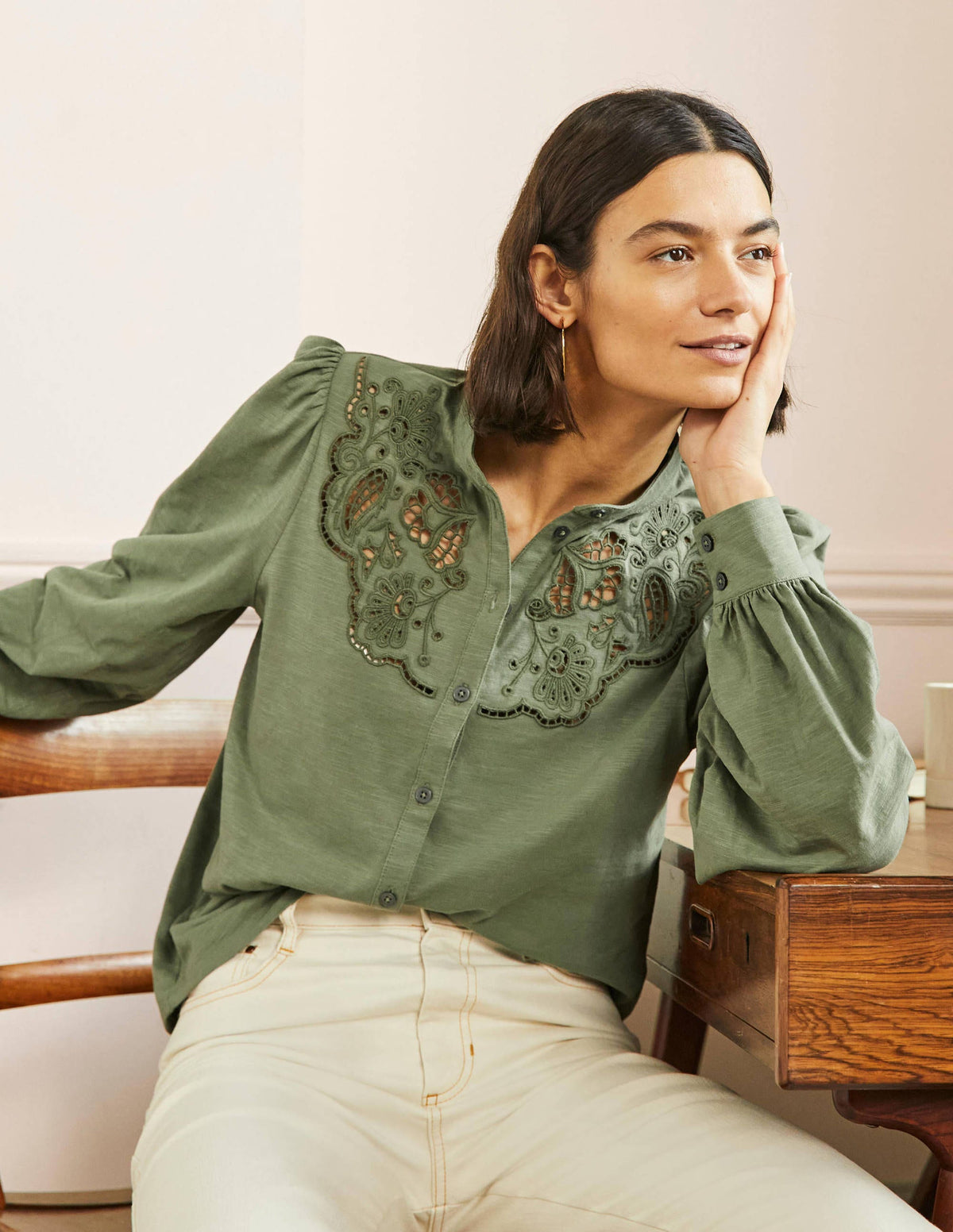 Cut Work Jersey Shirt-Alder - Image 1