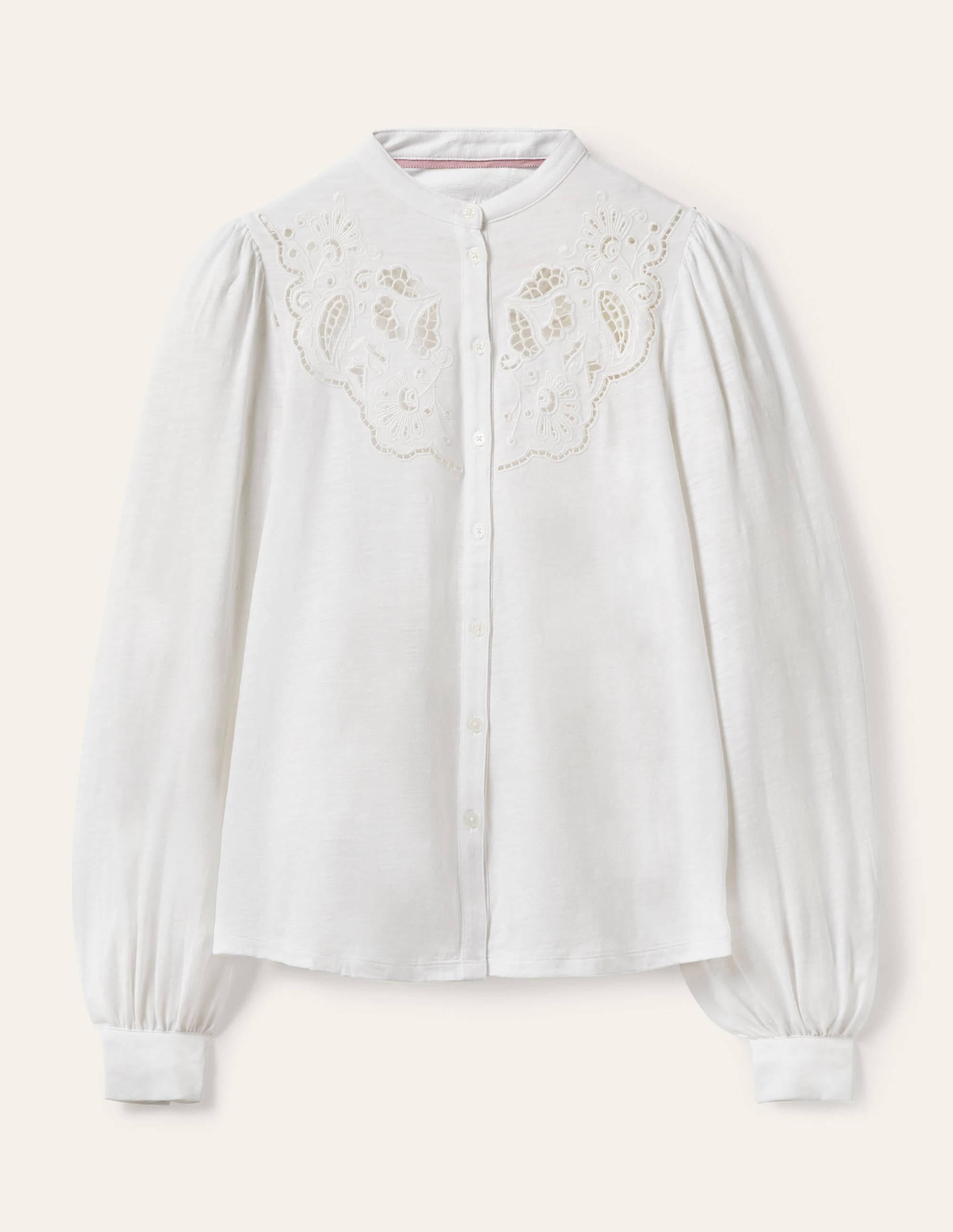 Cut Work Jersey Shirt-White - Image 7