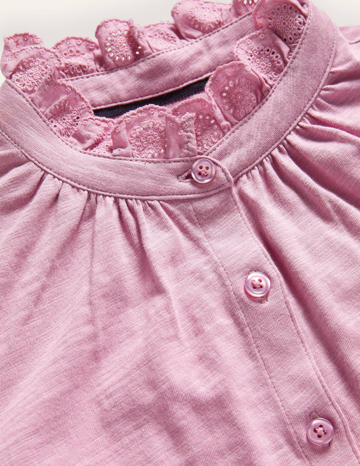 Broderie Trim Jersey Shirt-Orchid Haze - Image 5