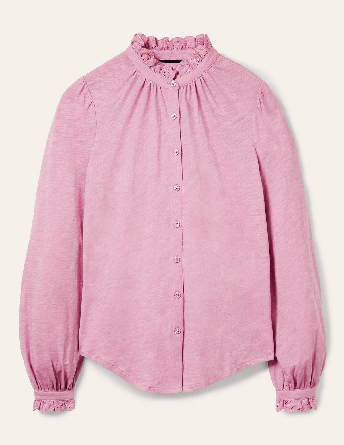 Broderie Trim Jersey Shirt-Orchid Haze - Image 6