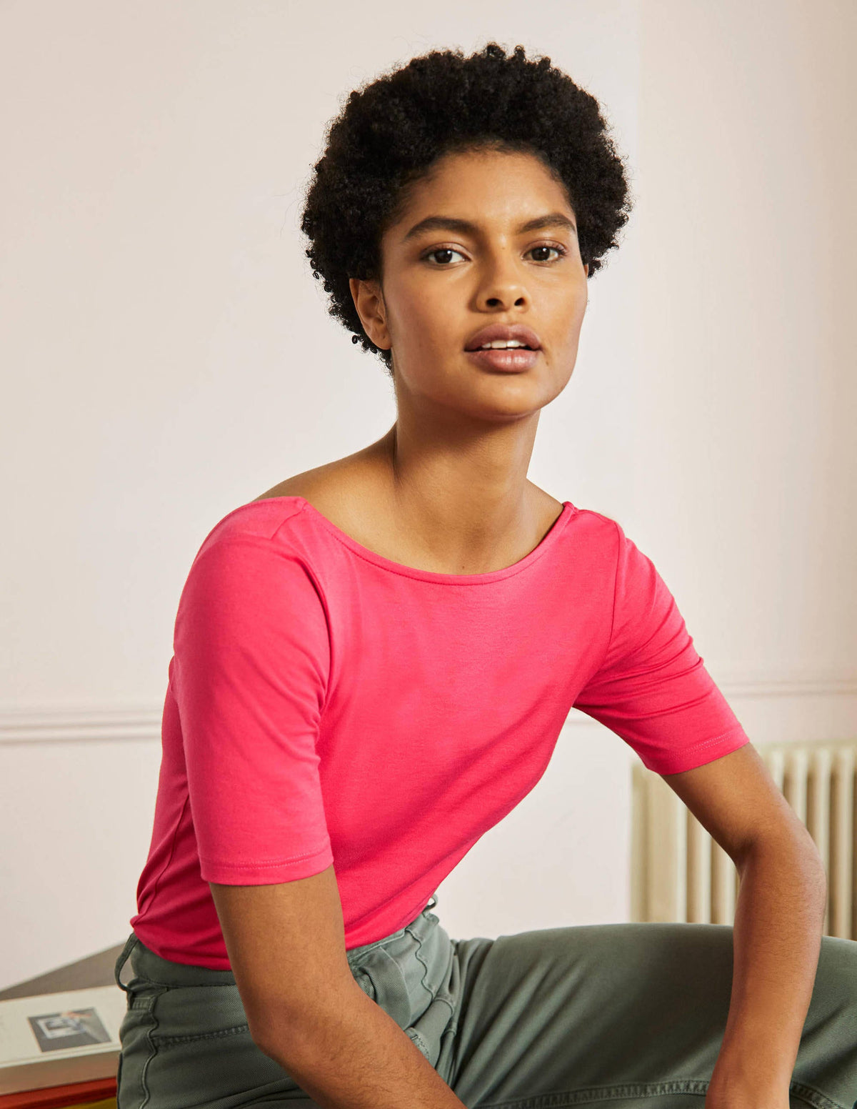 Supersoft Scoop Back T-Shirt-Radish - Image 4