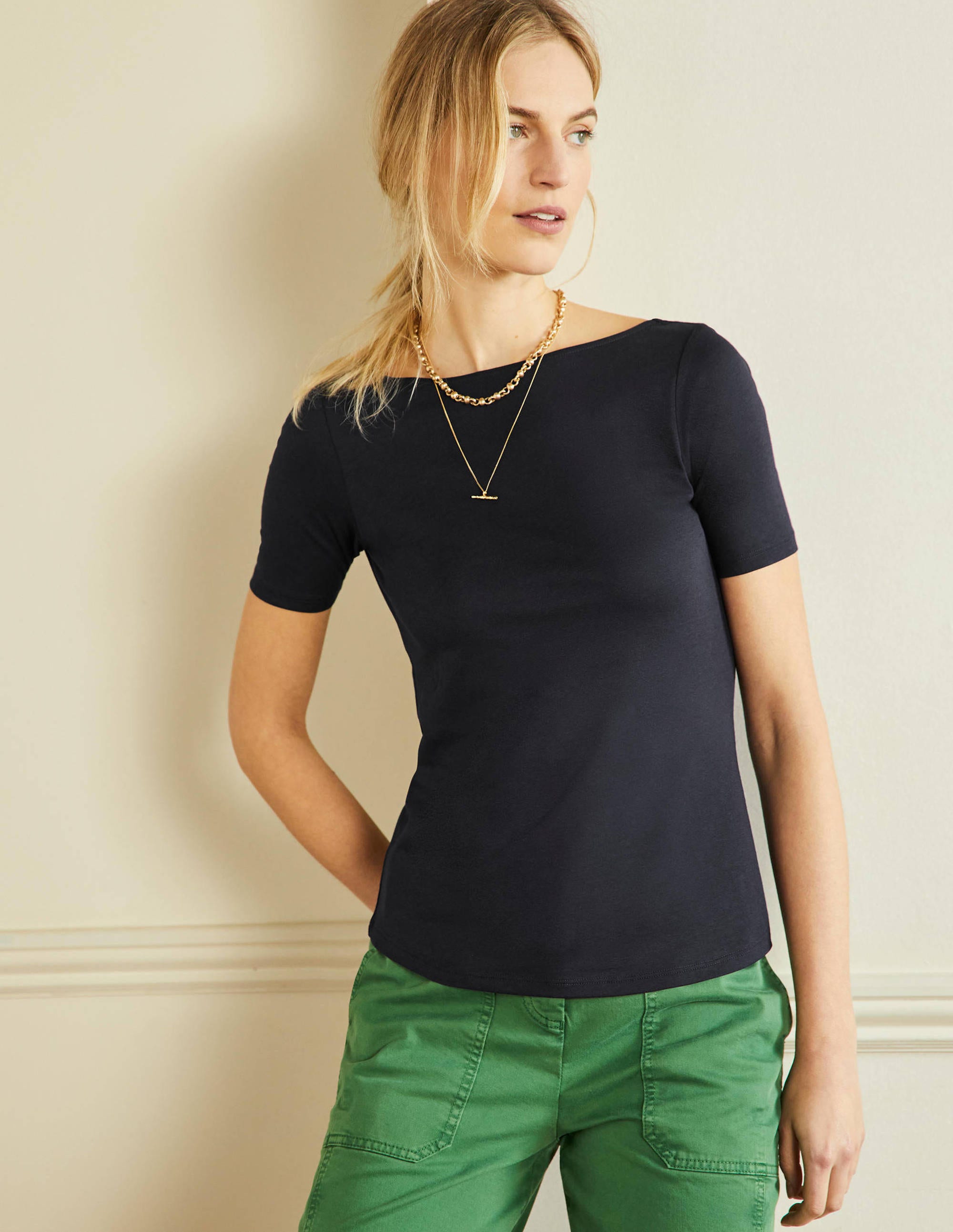 Supersoft Scoop Back T-Shirt-Navy - Image 4