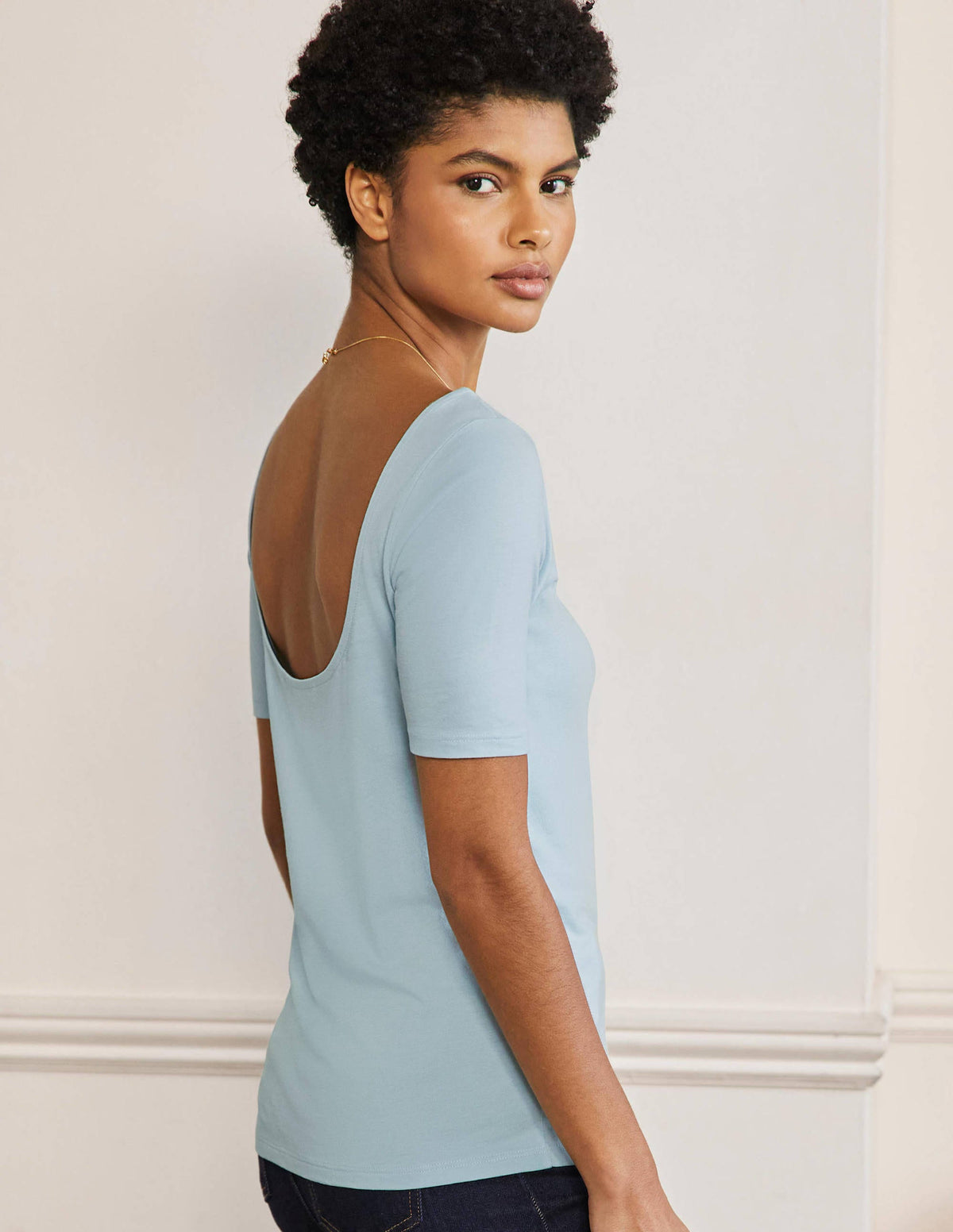 Supersoft Scoop Back T-Shirt-Dawn Sky-3