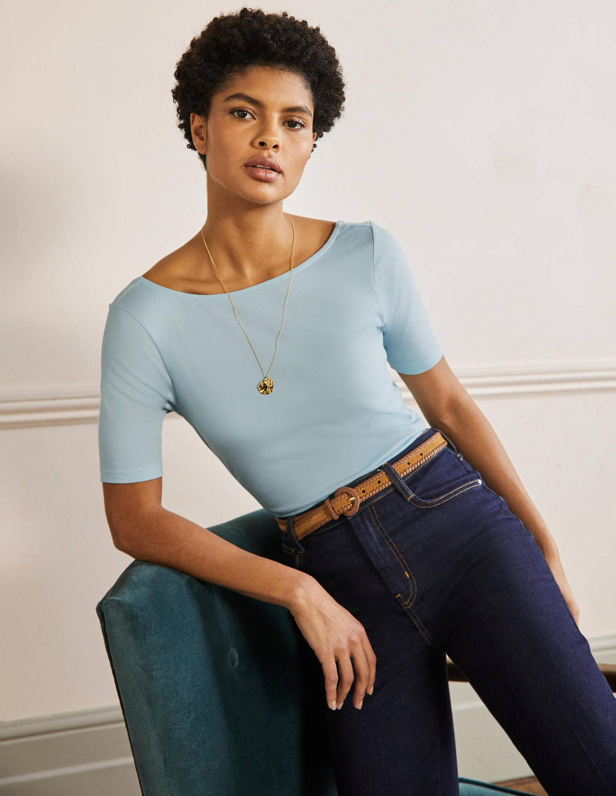 Supersoft Scoop Back T-Shirt-Dawn Sky - Image 4