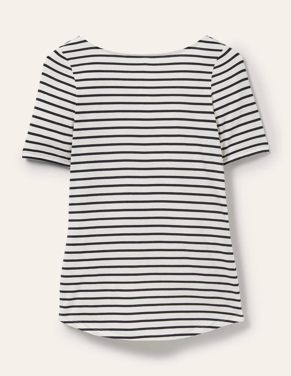 Supersoft Scoop Back T-Shirt-Ivory / Navy Stripe - Image 5