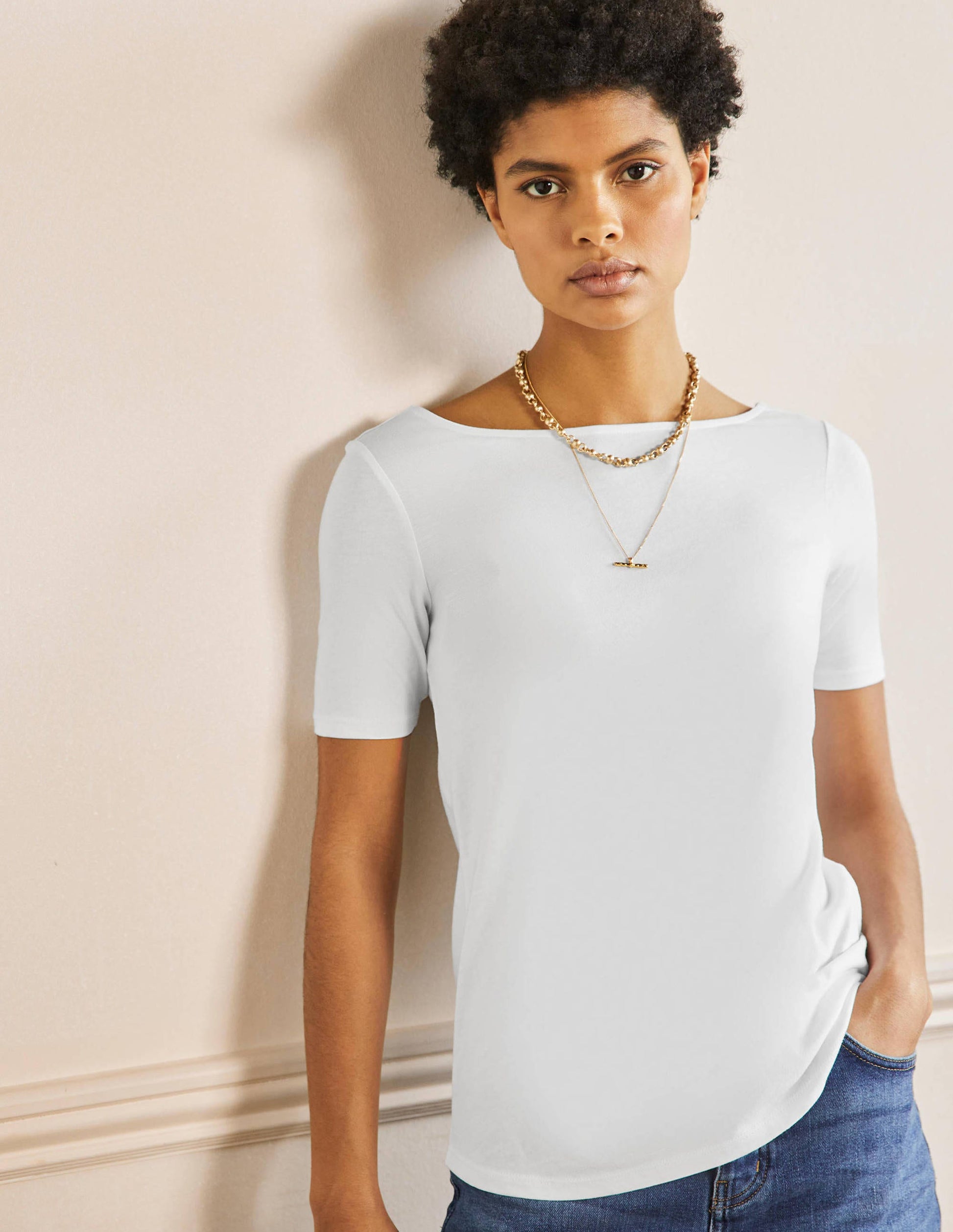Supersoft Scoop Back T-Shirt-White-1