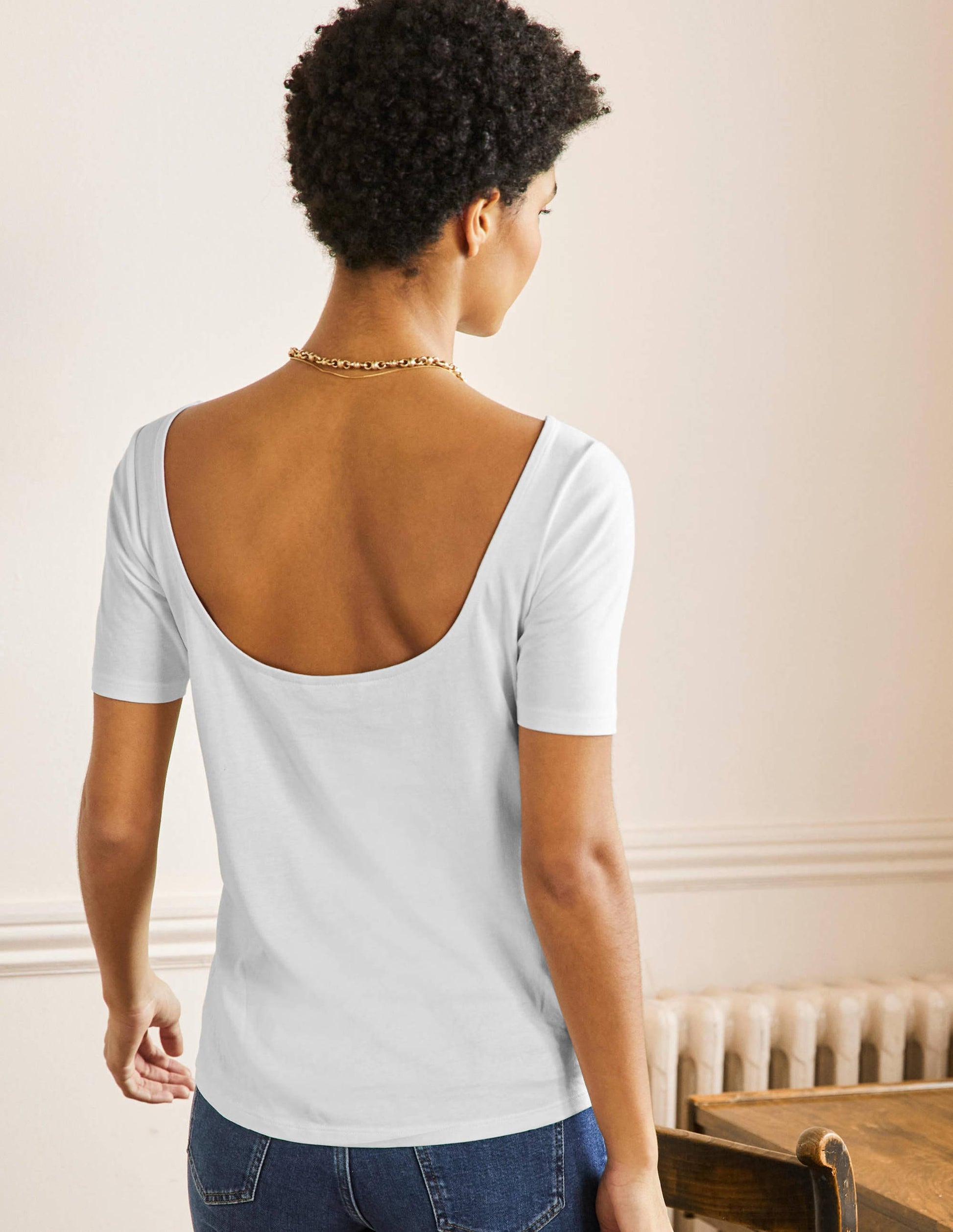 Supersoft Scoop Back T-Shirt-White-3