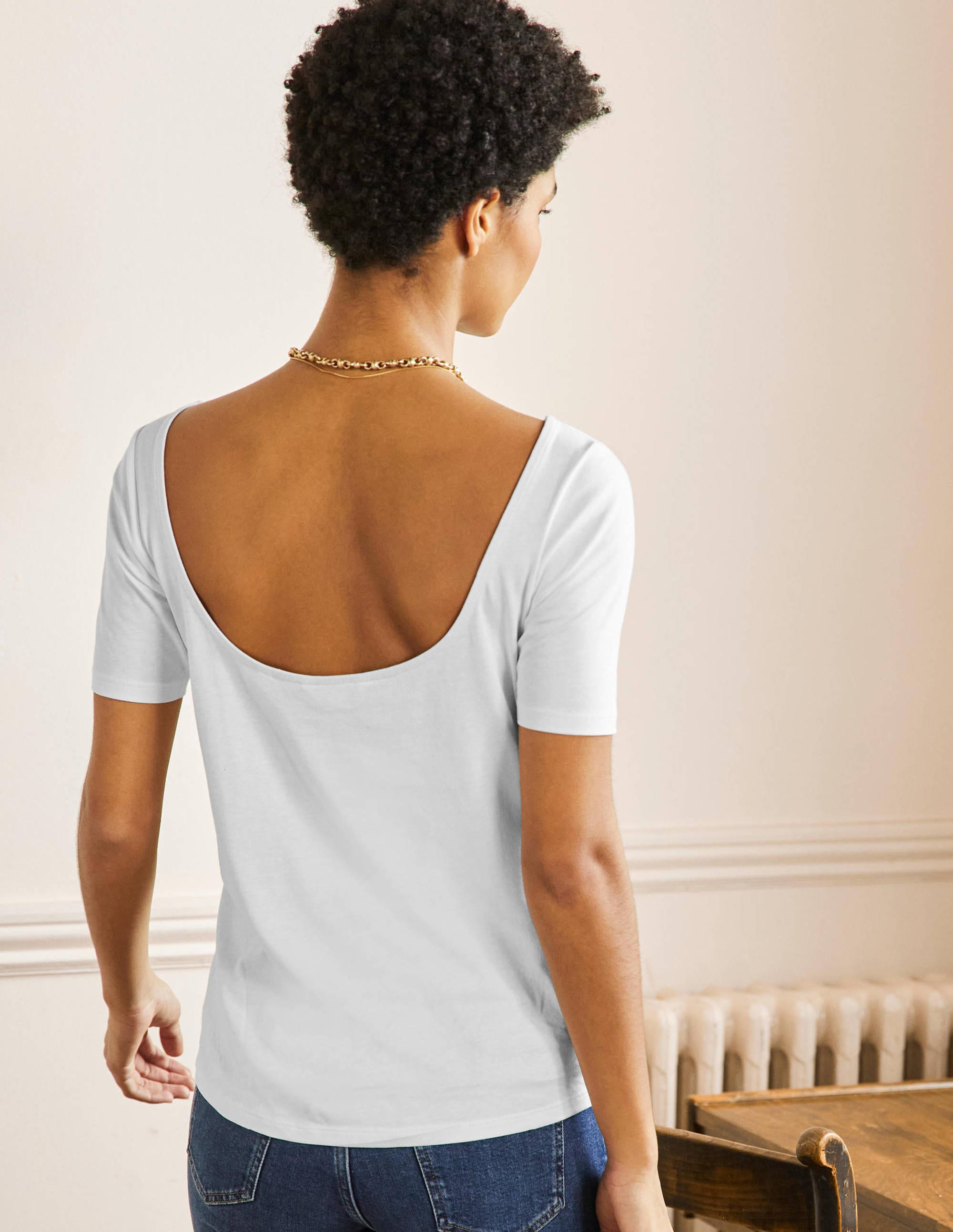 Supersoft Scoop Back T-Shirt-White - Image 3
