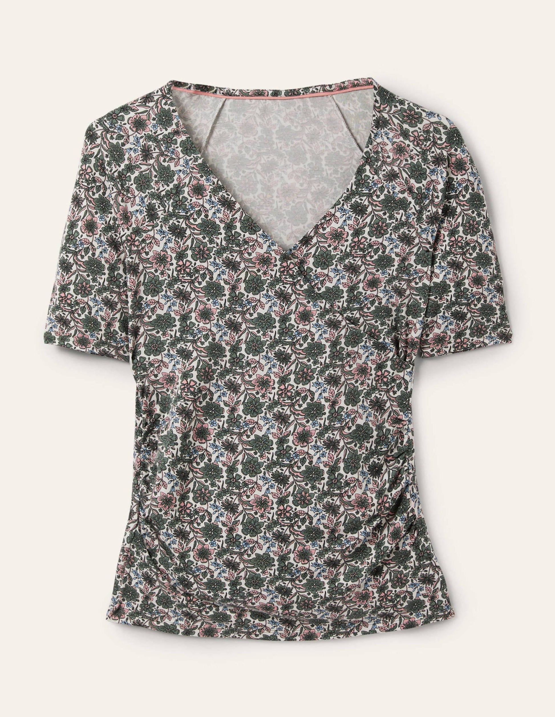 Short Sleeve Wrap Top-Alder, Floret Bloom-5