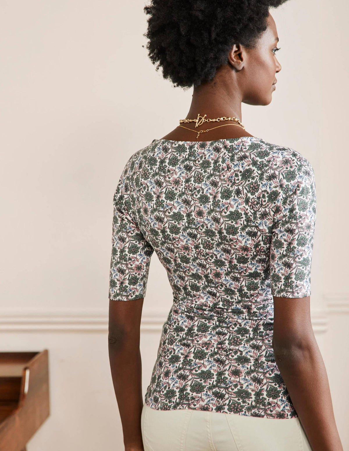 Short Sleeve Wrap Top-Alder, Floret Bloom-3