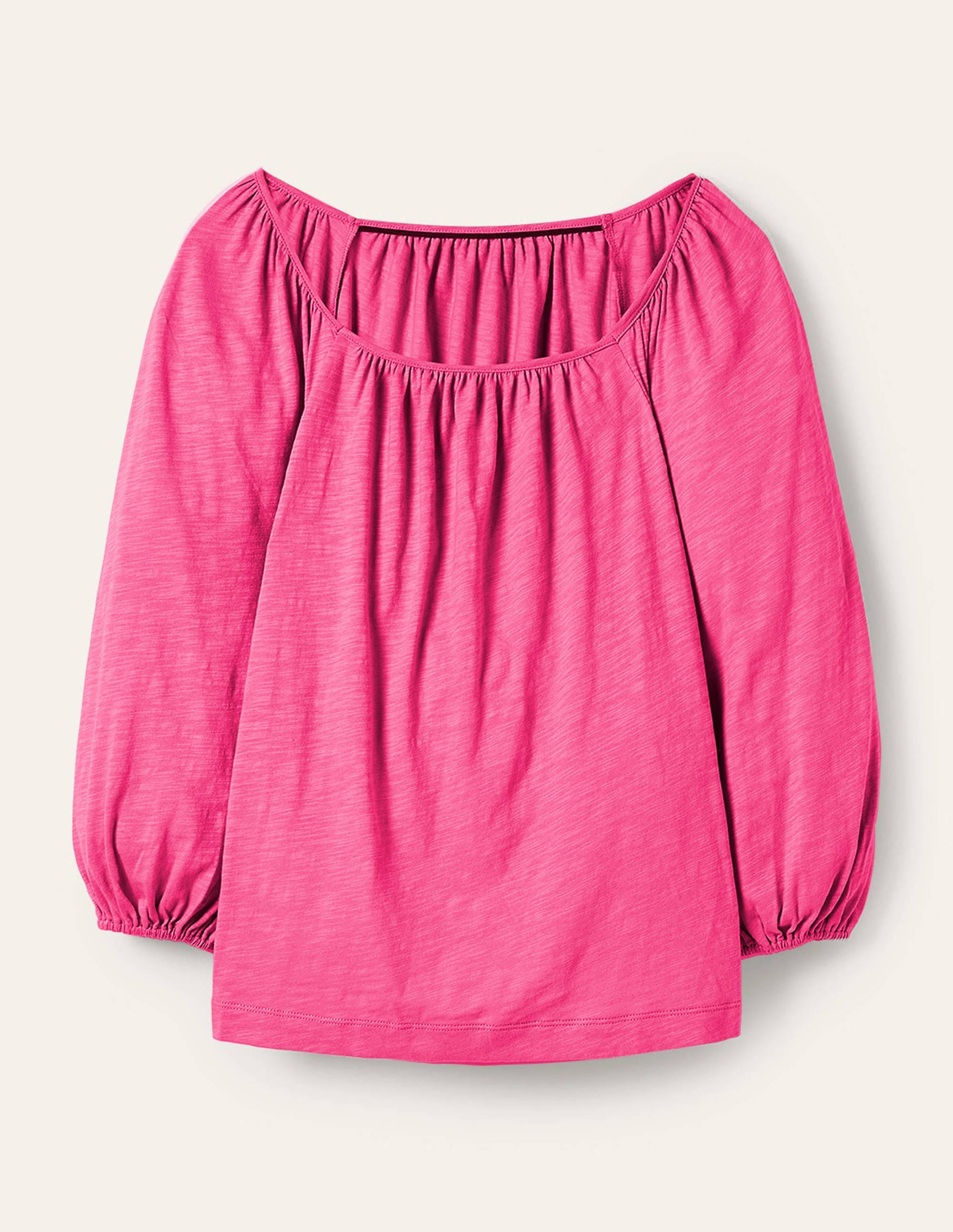 Blouson Sleeve Cotton Top-Festival Pink-5