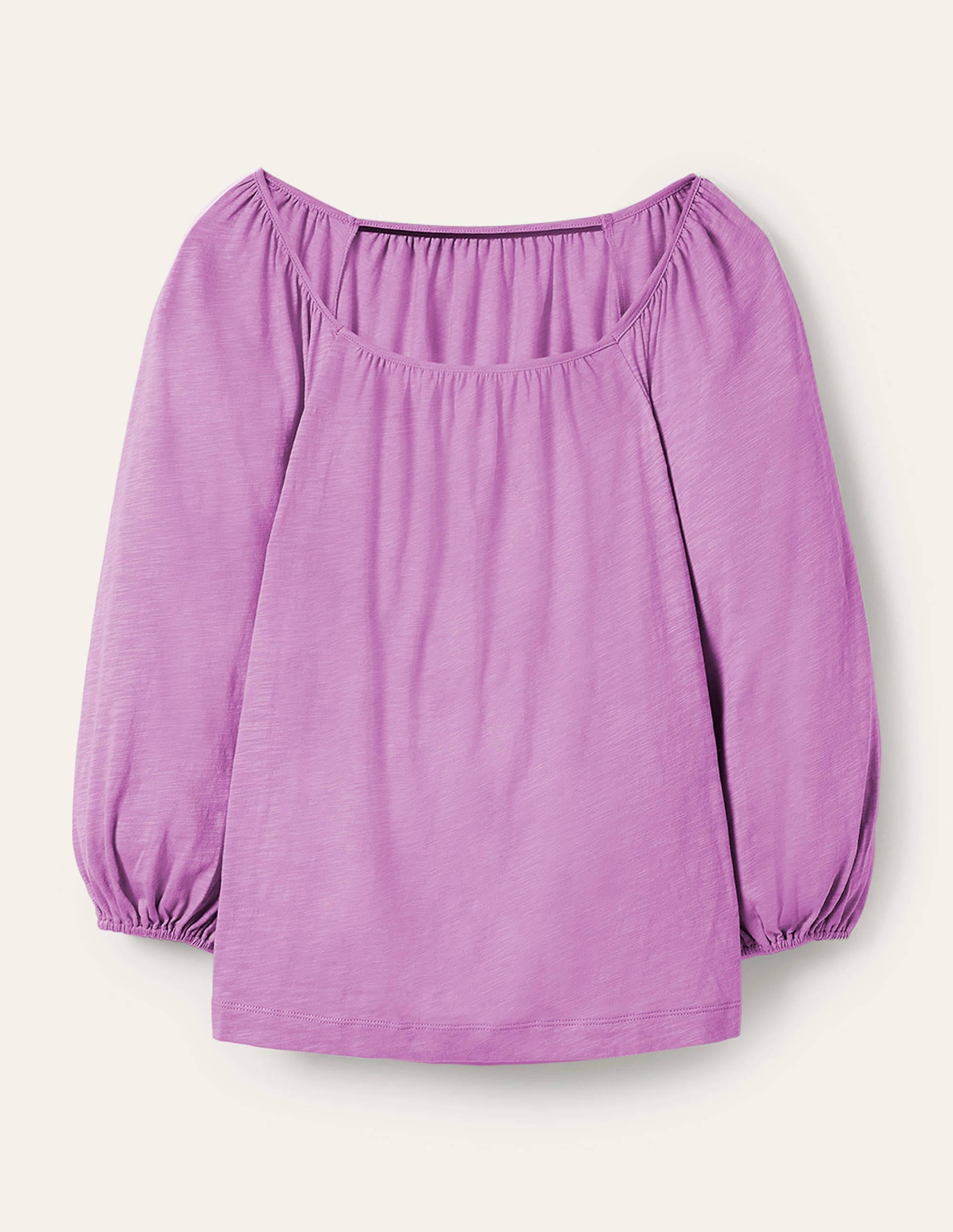 Blouson Sleeve Cotton Top-African Violet - Image 5
