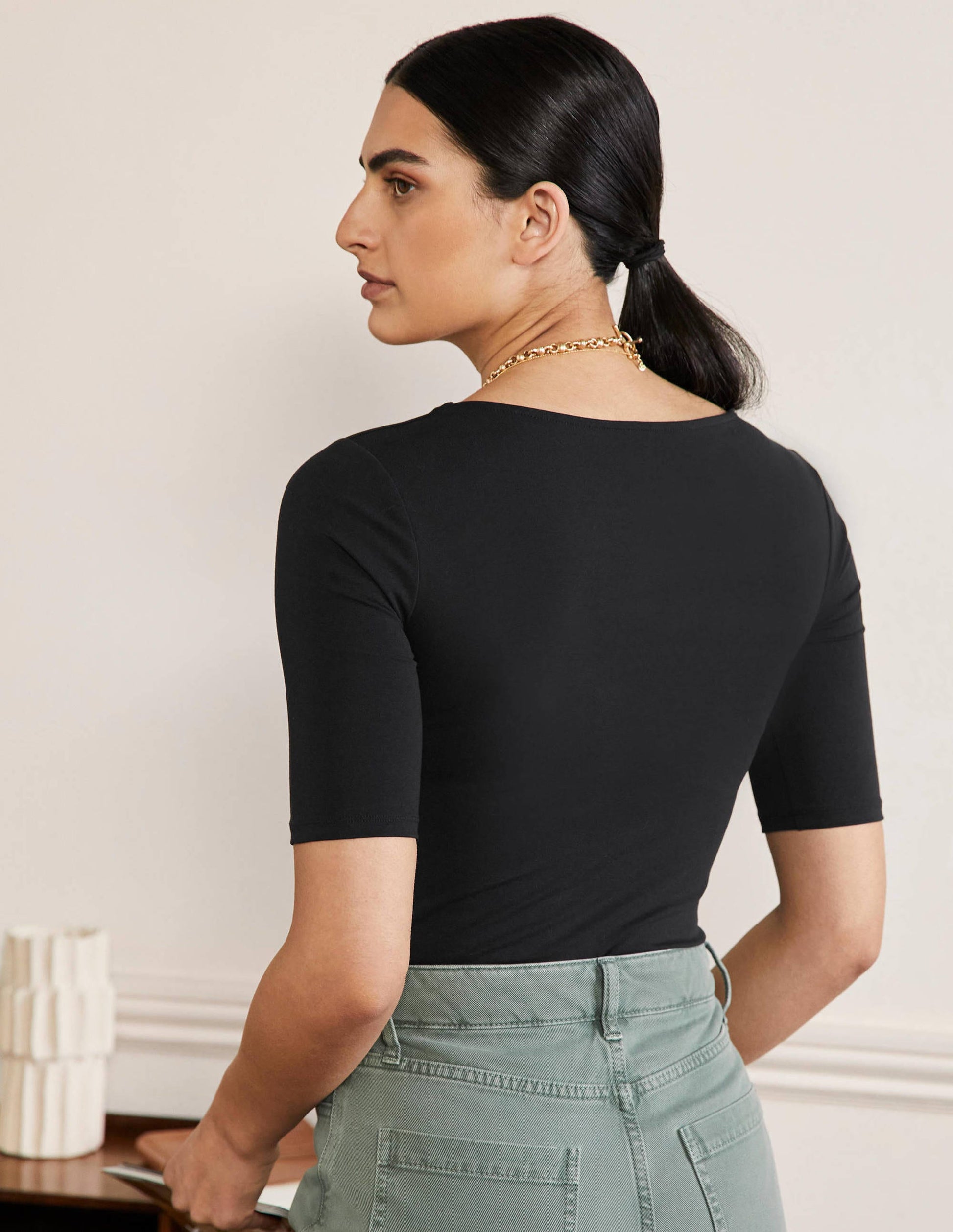 Square Neck Bodysuit-Black-3