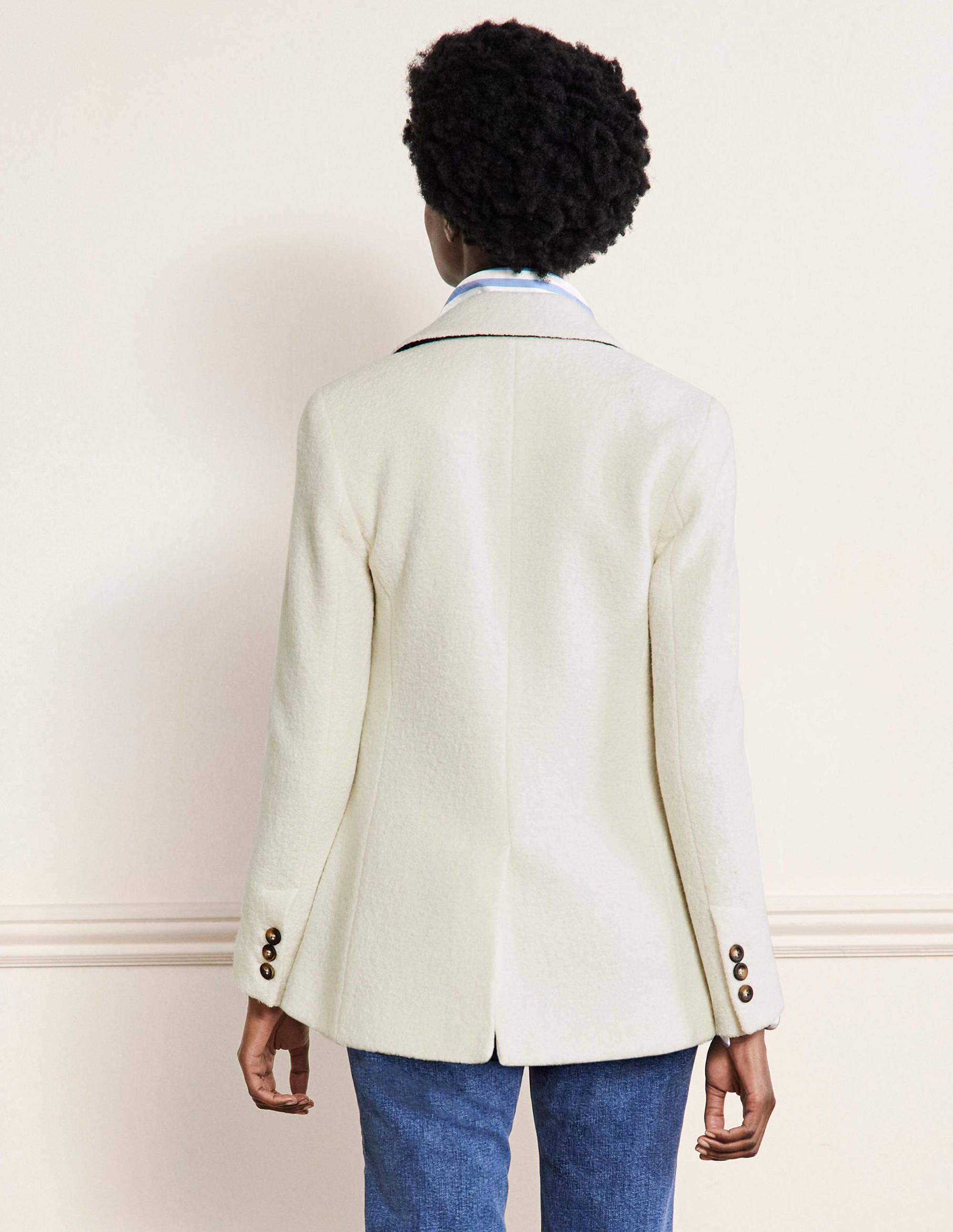 Bella Textured Wool Blazer-Ivory - Image 3