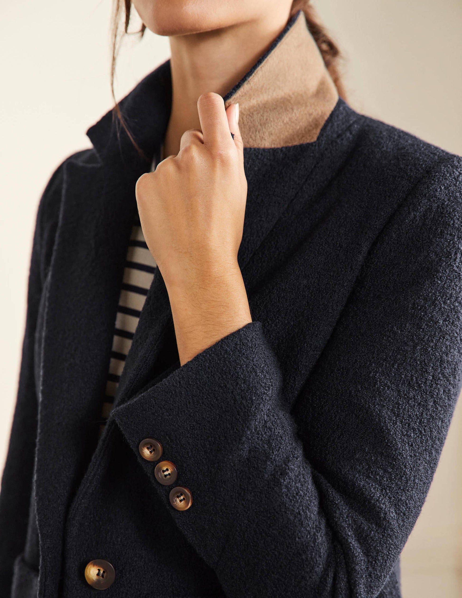 Bella Textured Wool Blazer-Navy-2