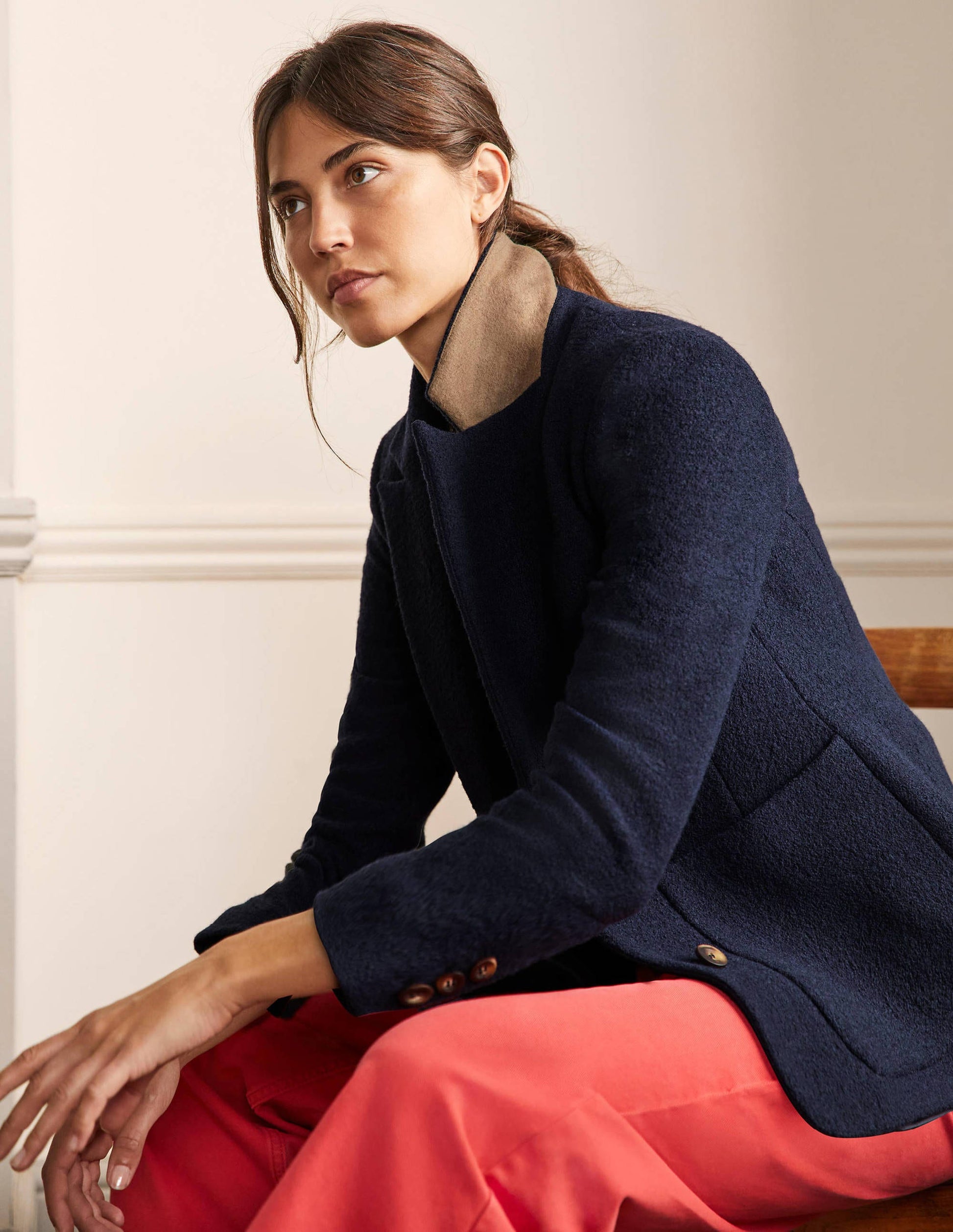 Bella Textured Wool Blazer-Navy-4