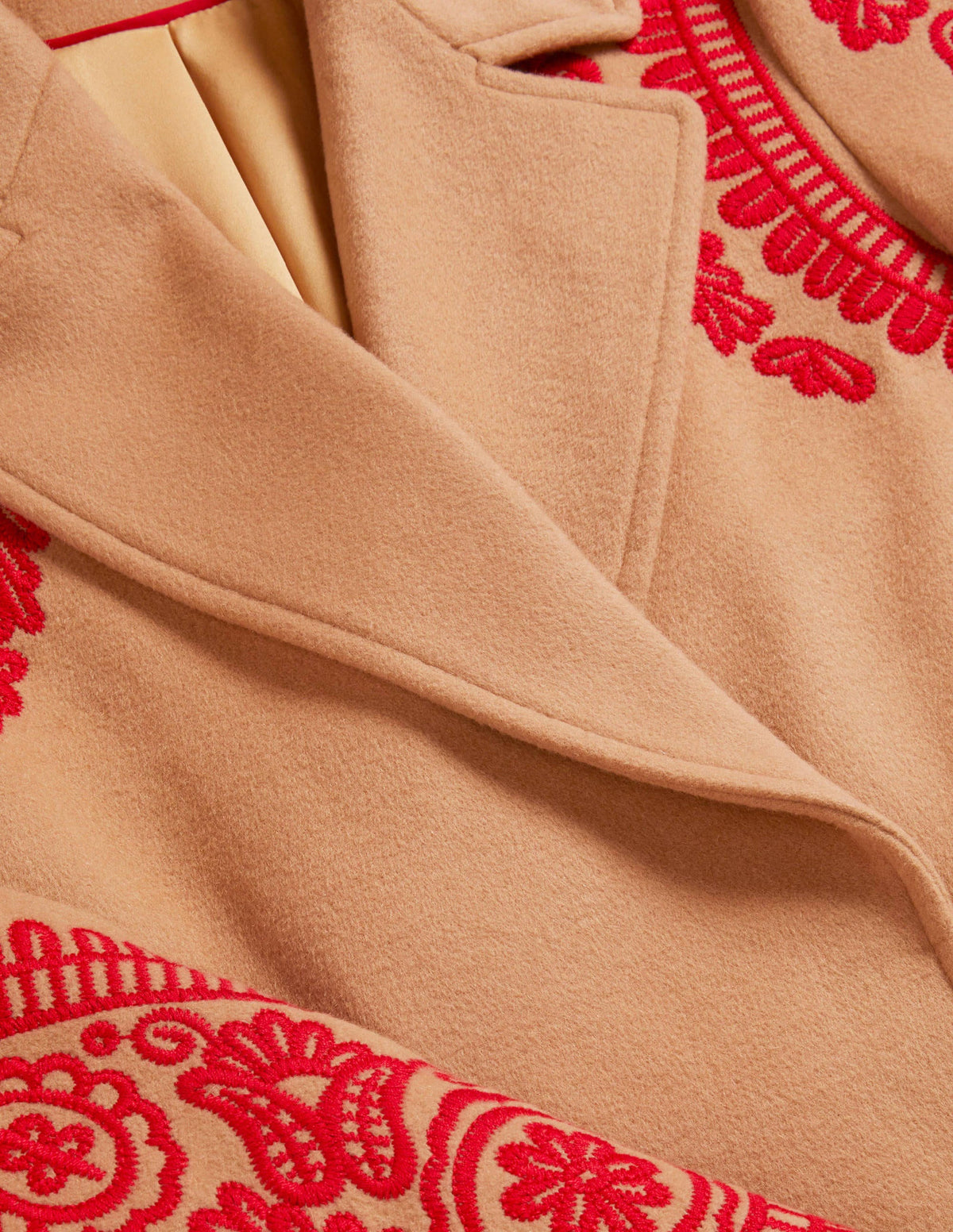 Cecily Embroidered Wool Coat-Oatmeal/Camel Marl - Image 5