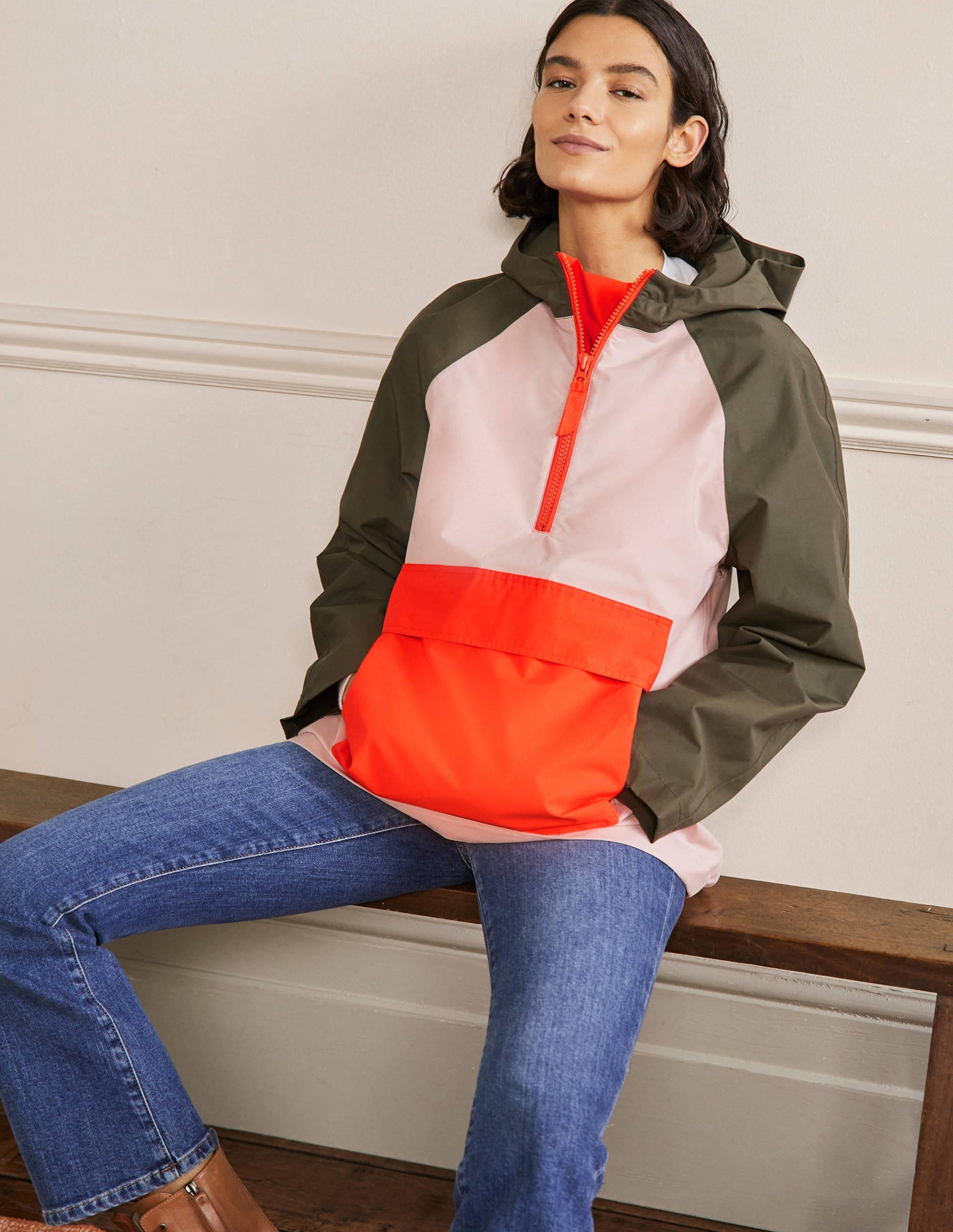Belle Packaway Anorak-Milkshake/Khaki-1