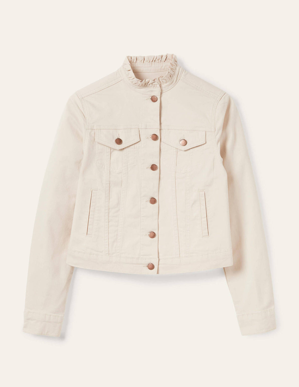 Carla Ruffle Collar Jacket-Oat Milk - Image 5