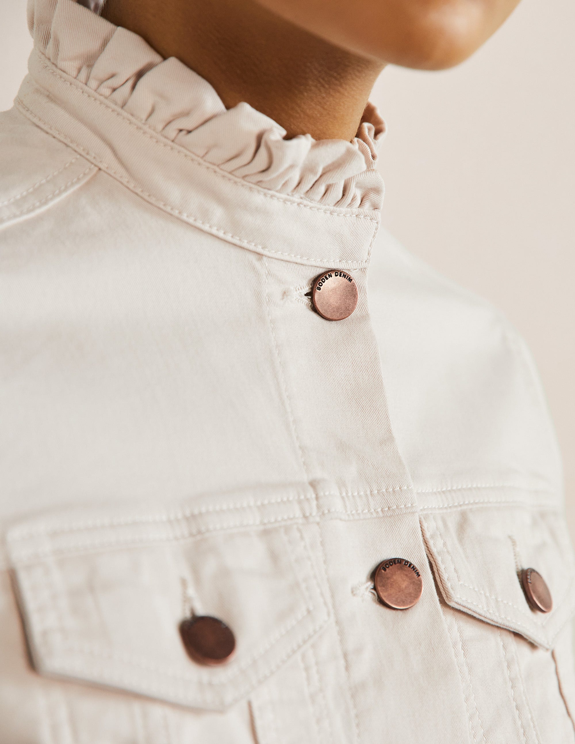 Carla Ruffle Collar Jacket-Oat Milk - Image 2