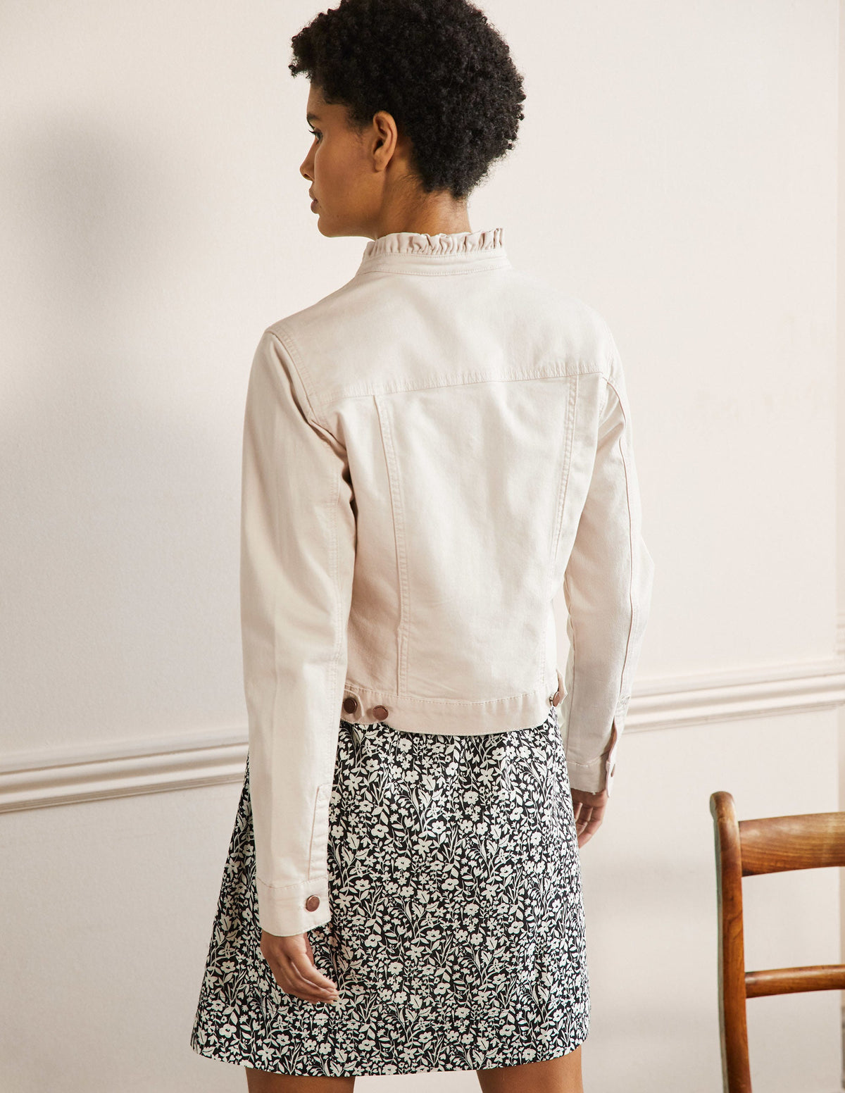 Carla Ruffle Collar Jacket-Oat Milk - Image 3