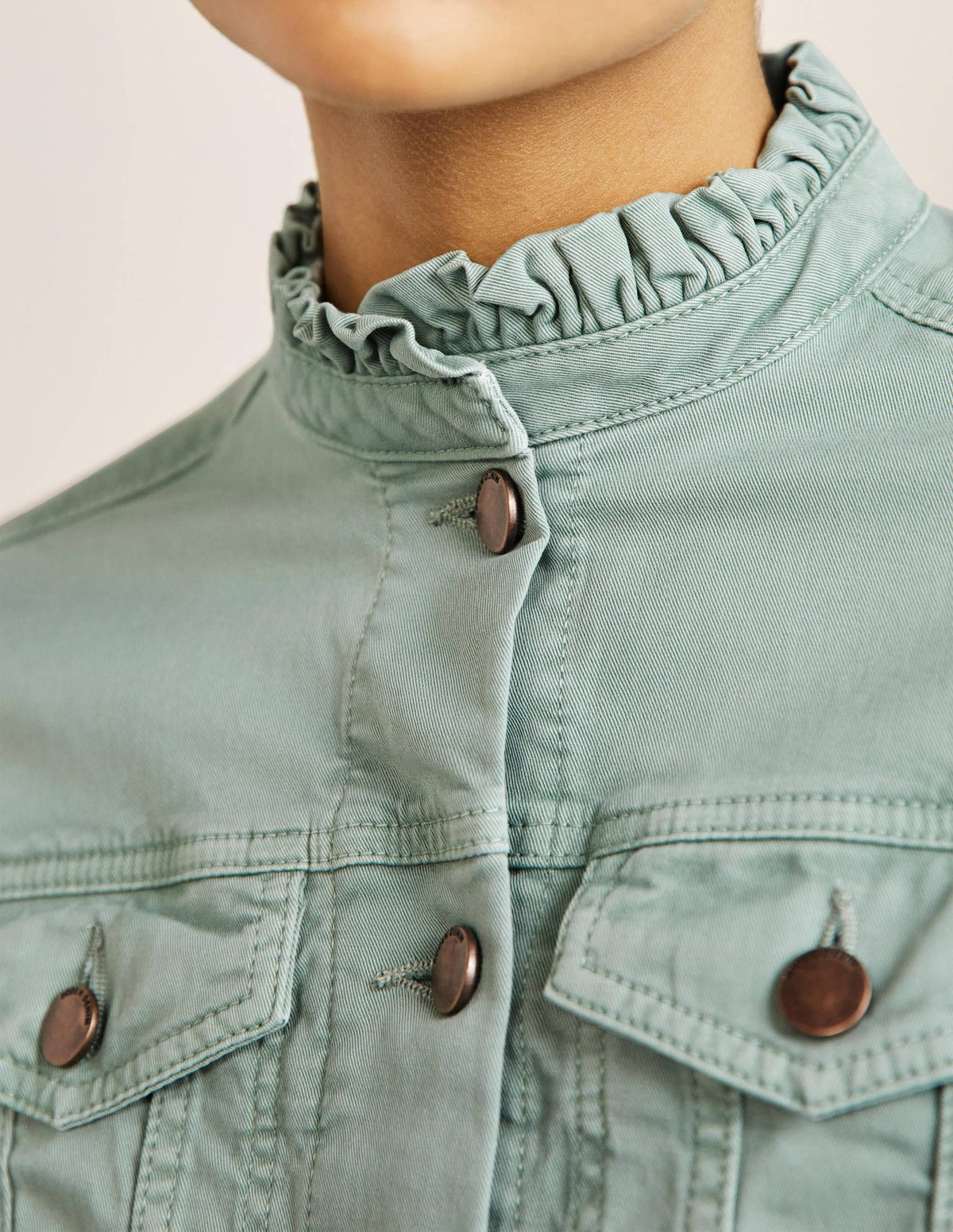 Carla Ruffle Collar Jacket-Iceberg Green - Image 2