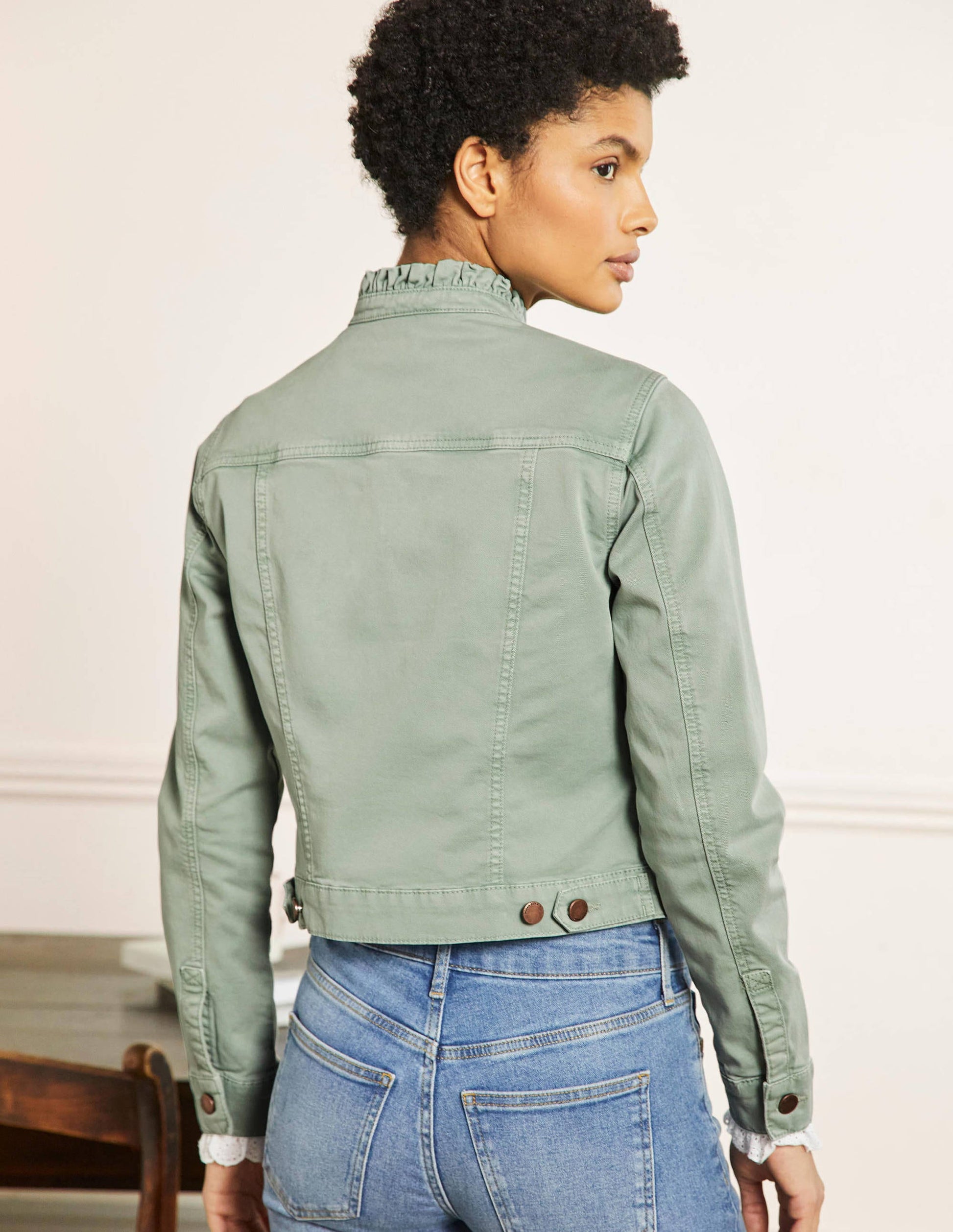Carla Ruffle Collar Jacket-Iceberg Green-3