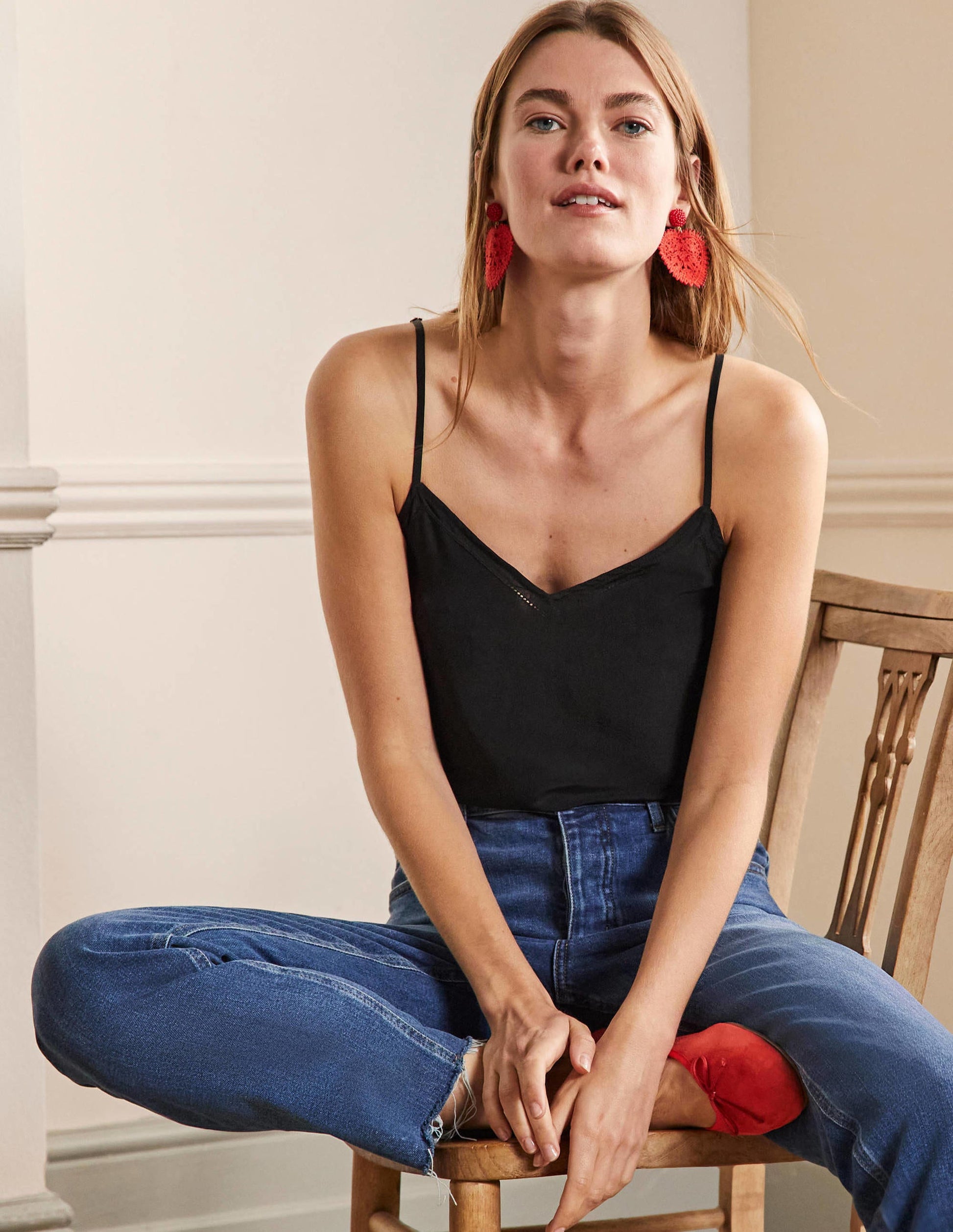 Silk Cami Top-Black-1