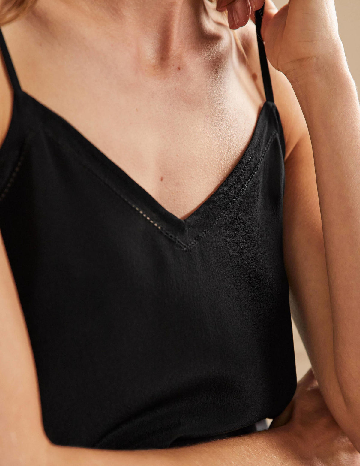 Silk Cami Top-Black-4