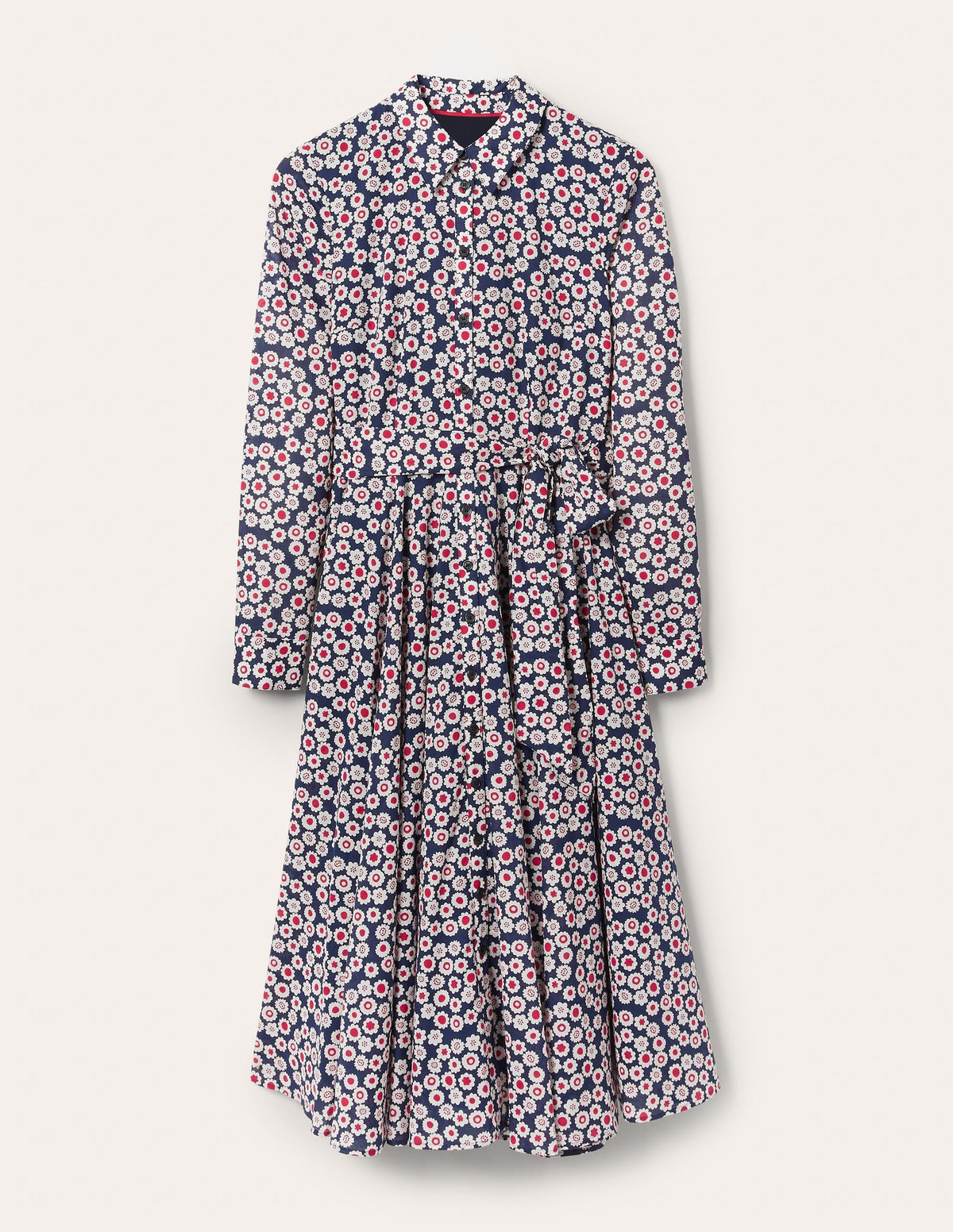 Kitty Midi Shirt Dress-French Navy, Ditsy Swirl - Image 5
