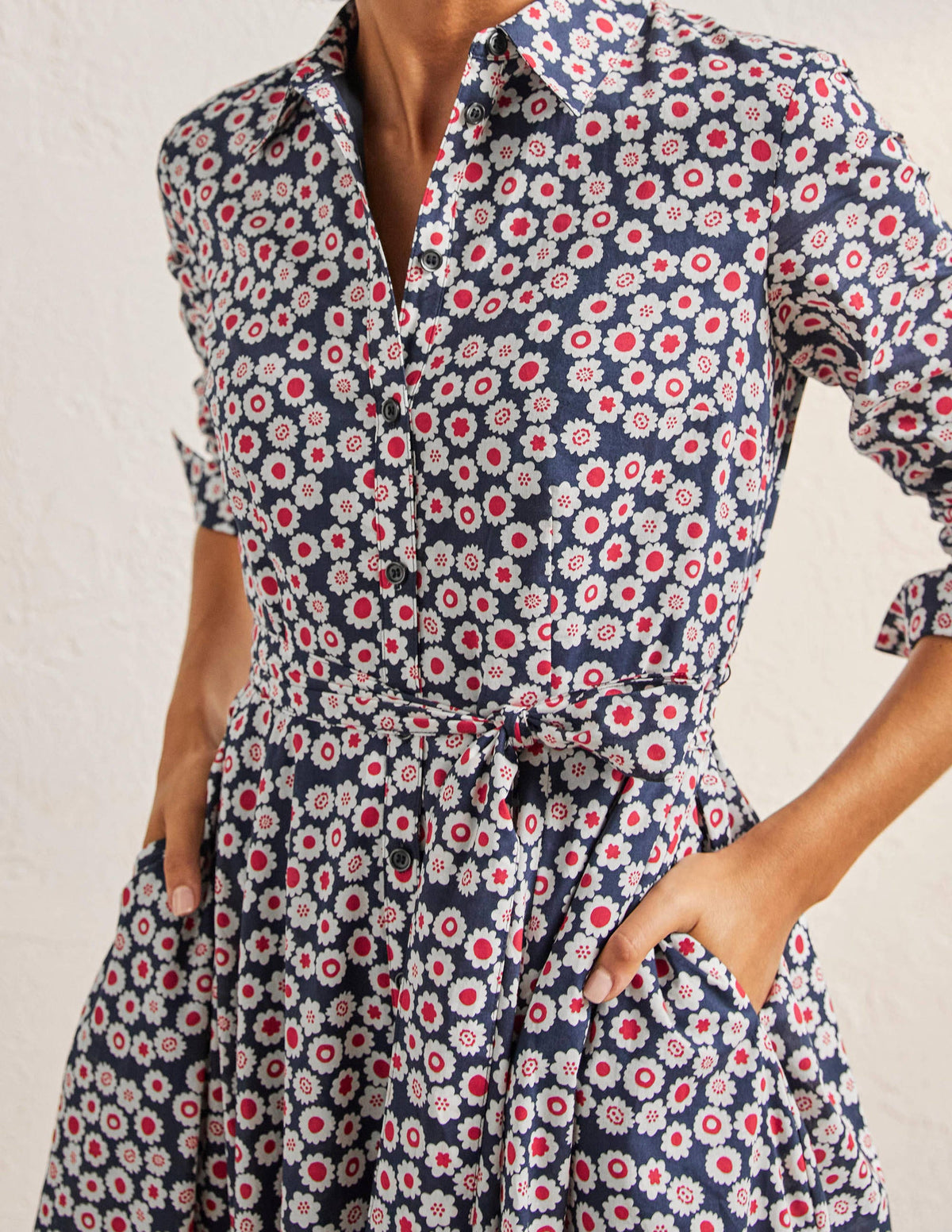 Kitty Midi Shirt Dress-French Navy, Ditsy Swirl-2
